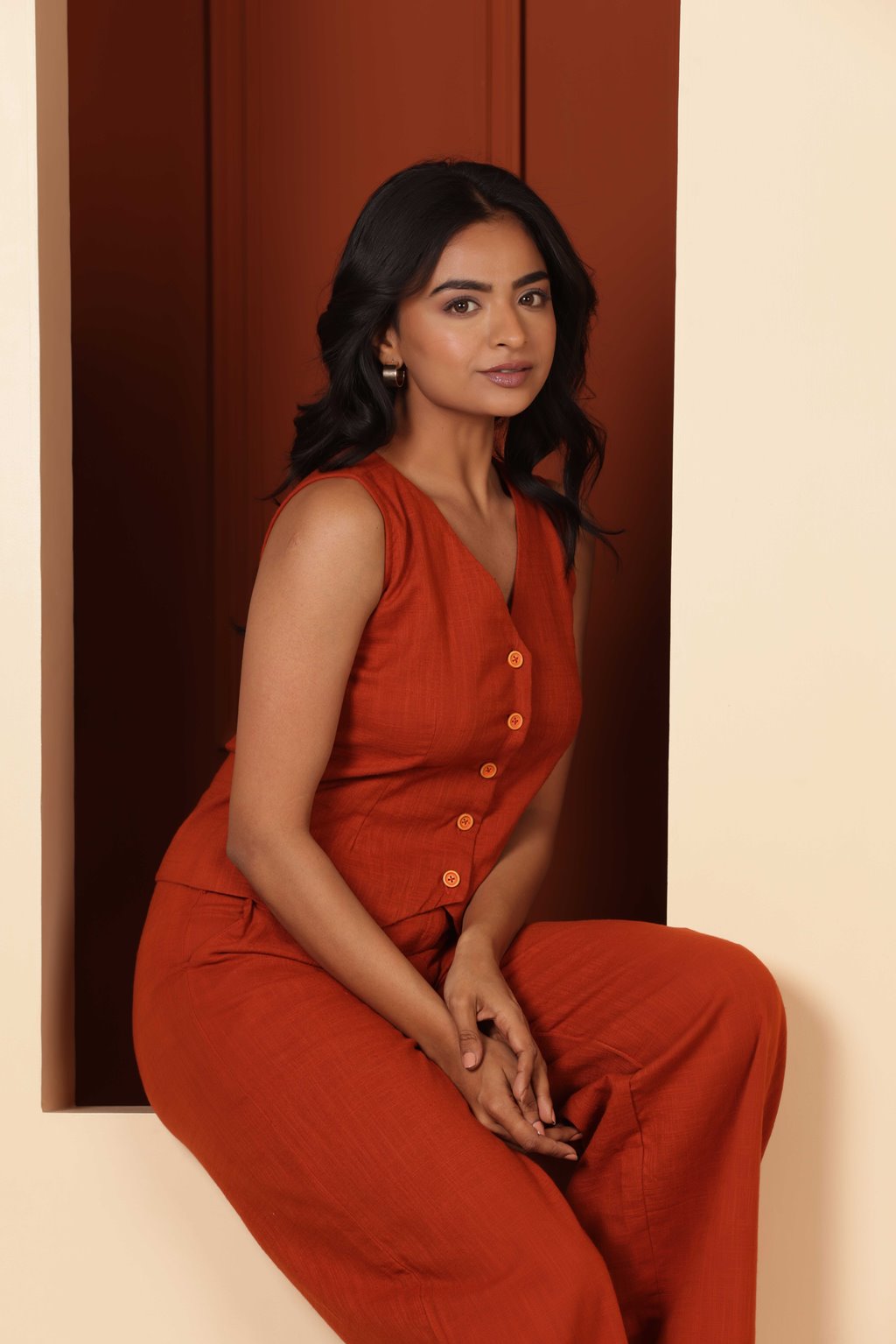 PUMPKIN LINEN COORD SET