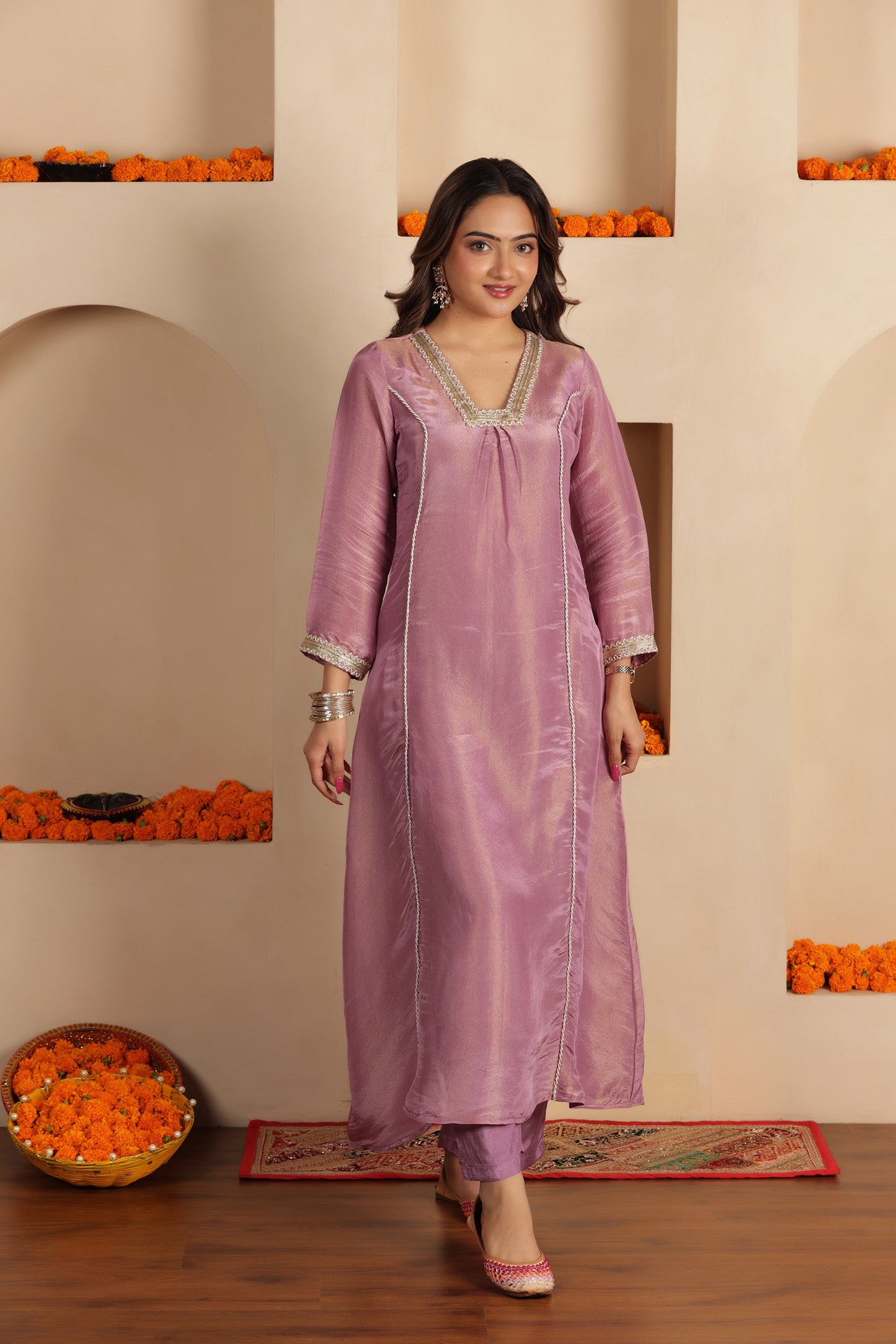 LILAC SILK SHIMMER SUIT SET