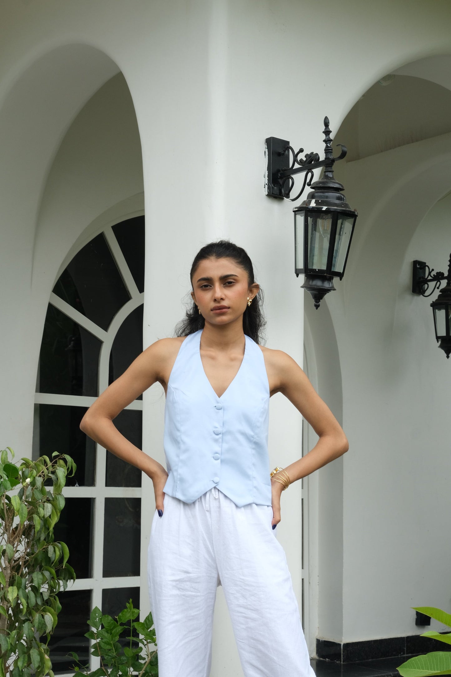 Halterneck WaistCoat (Sky Blue)