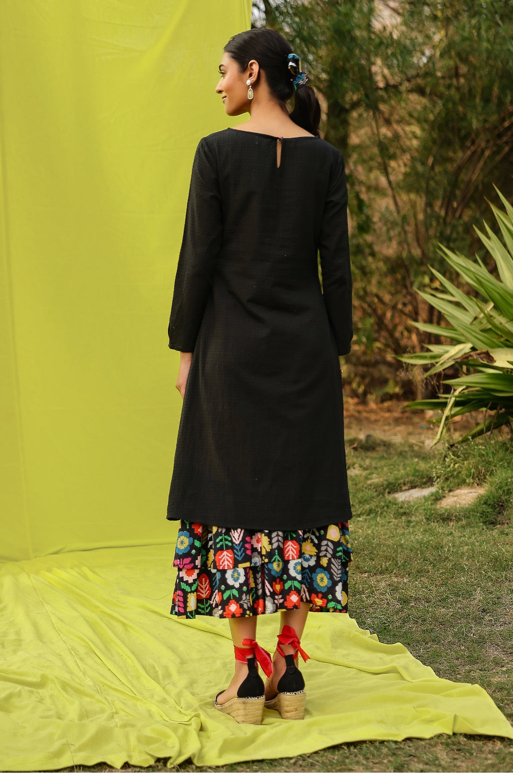 Bold Bloom Black Dress