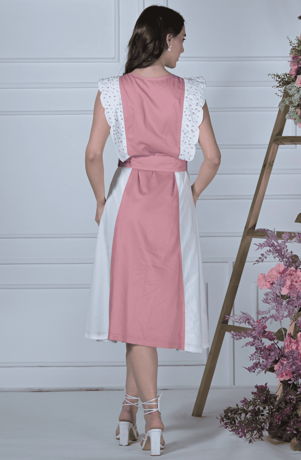 Pink & White Scallop Edge Dress