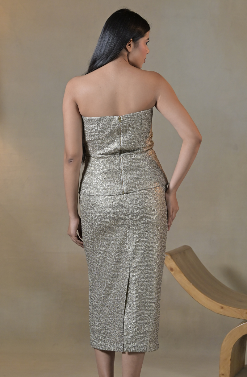 Gold Sequin Skirt Set
