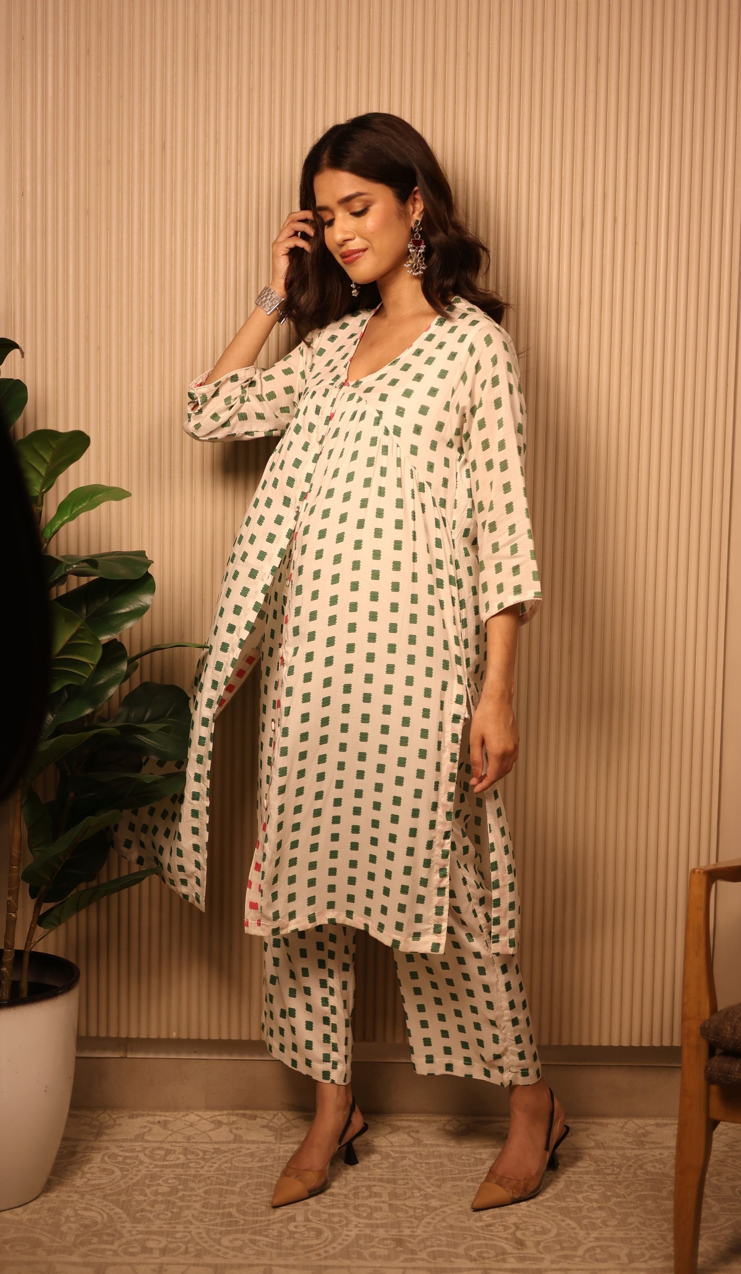 Starry Night Green & Ivory Kurta Set