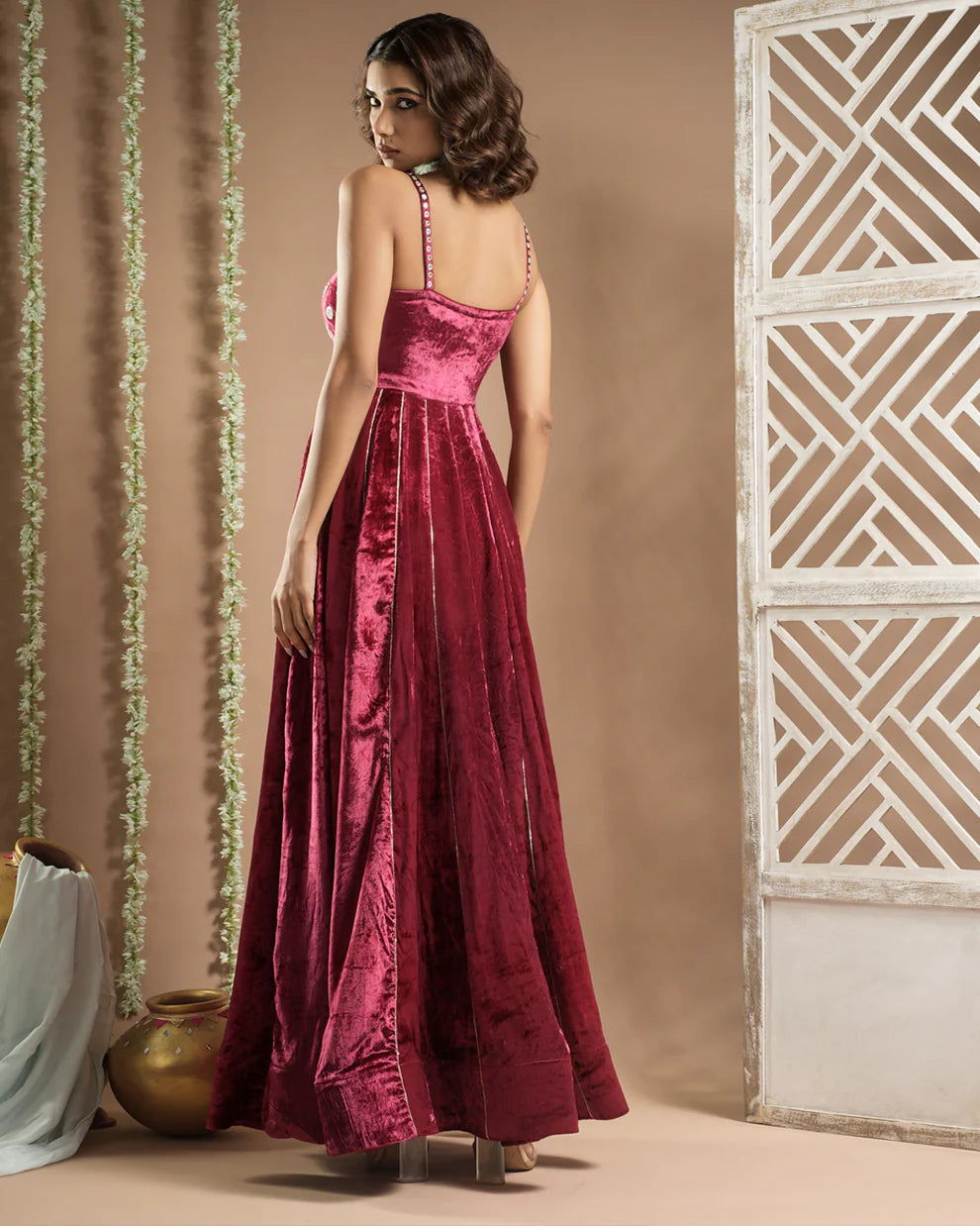 Rani Velvet Long Indo Dress (Set of 1)