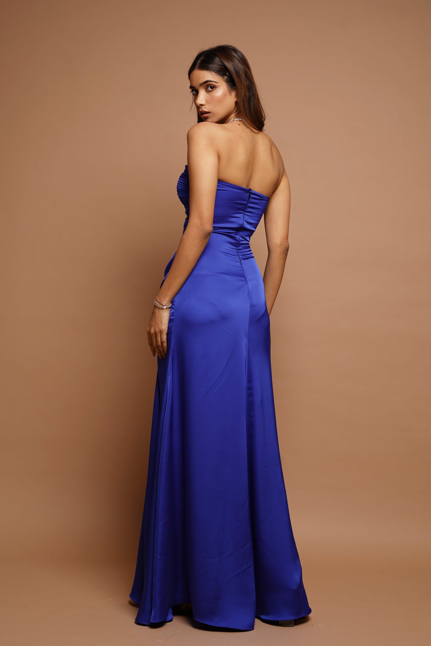 Royal Blue Satin Long Dress