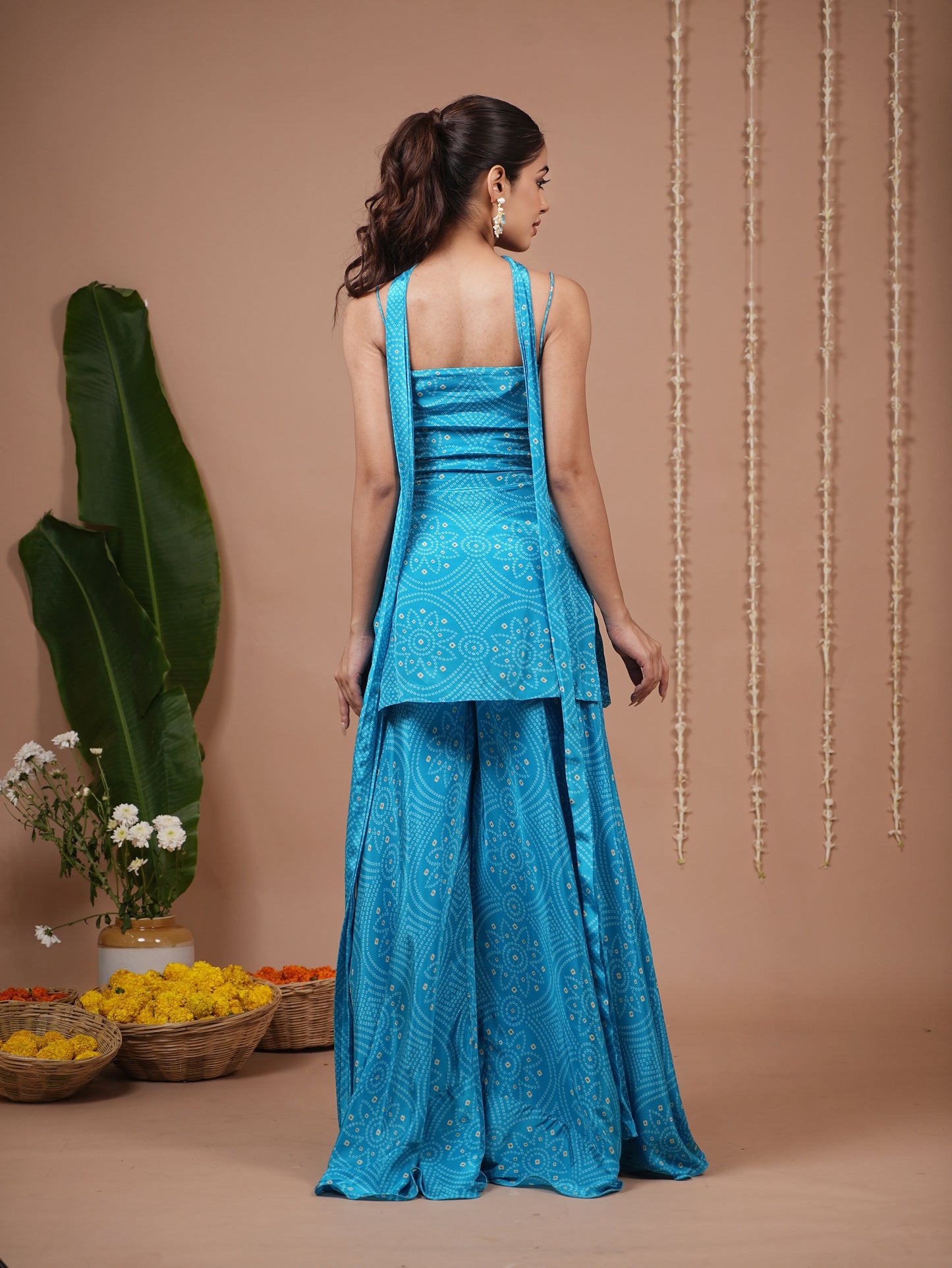 Firozi Bandhani Printed Suit Set (Set of 3)