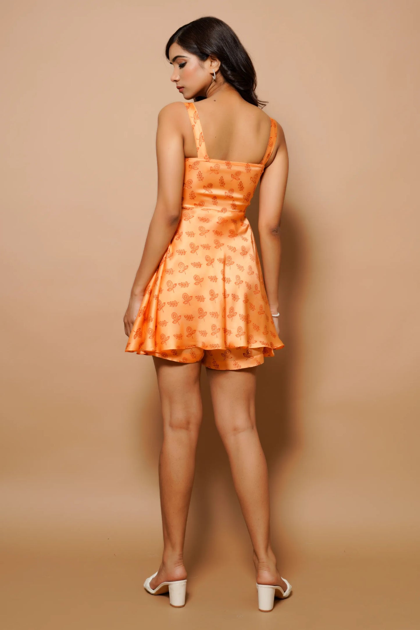 Melon Orange Peplum Top and Shorts Set