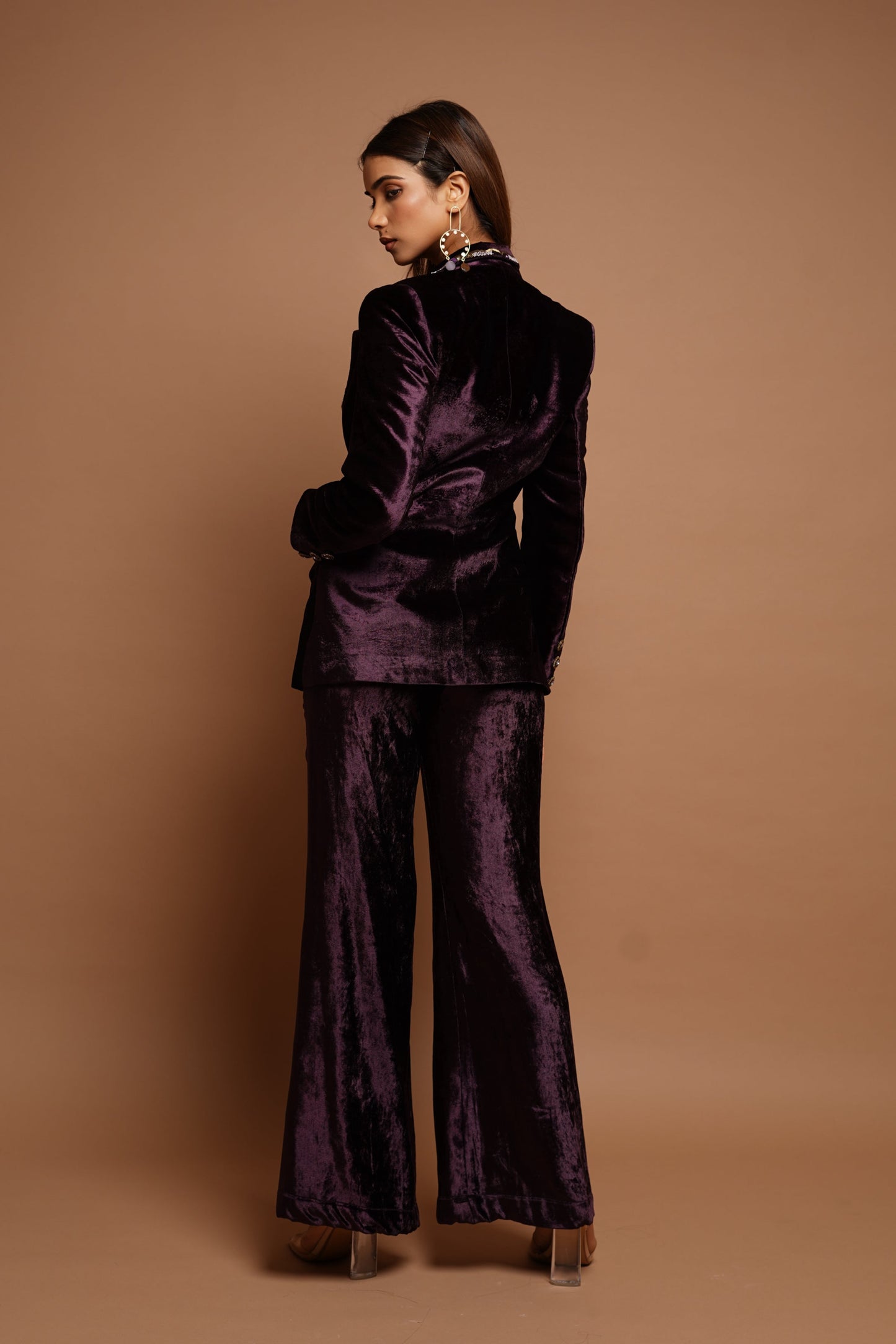 Wine Velvet Coat Set (Set of 3)