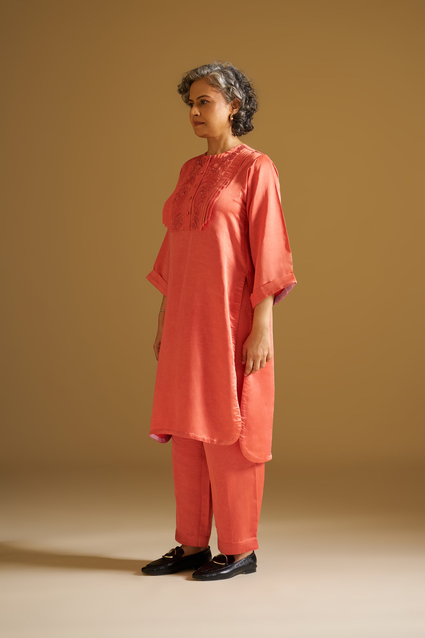 RUST EMBROIDERED KURTA WITH PANTS