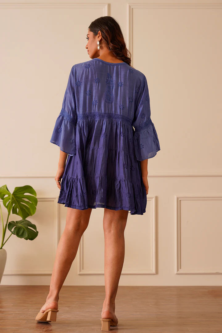 Stunning Indigo Muslin Short Kurti Dress
