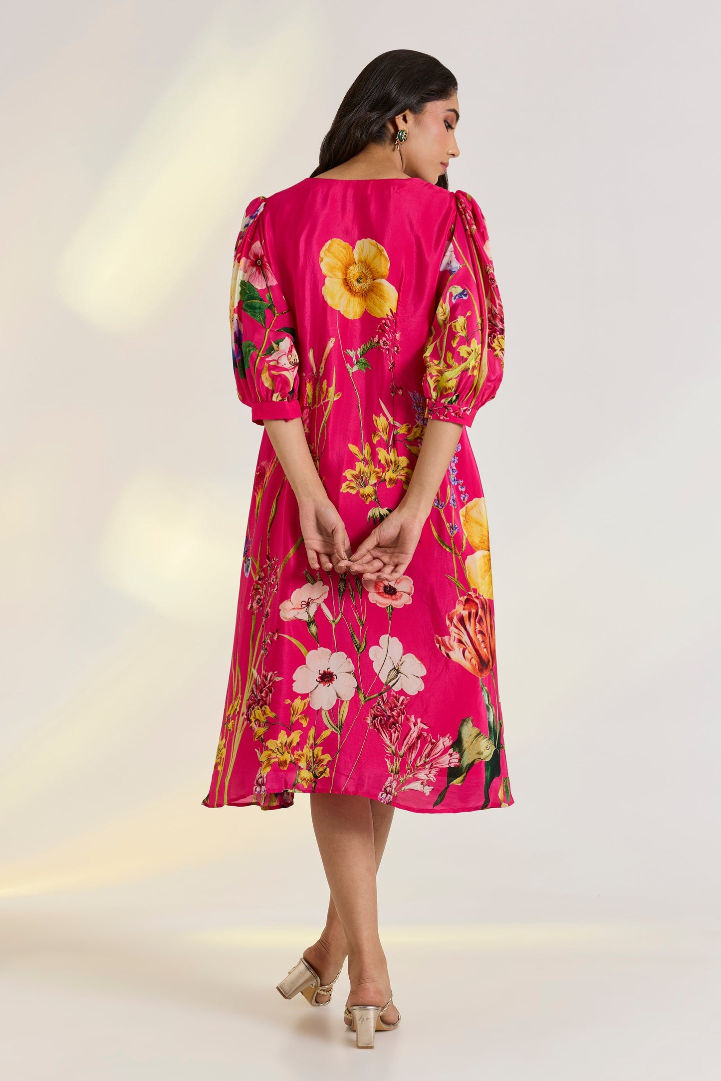 Pink Floral A-line Dress