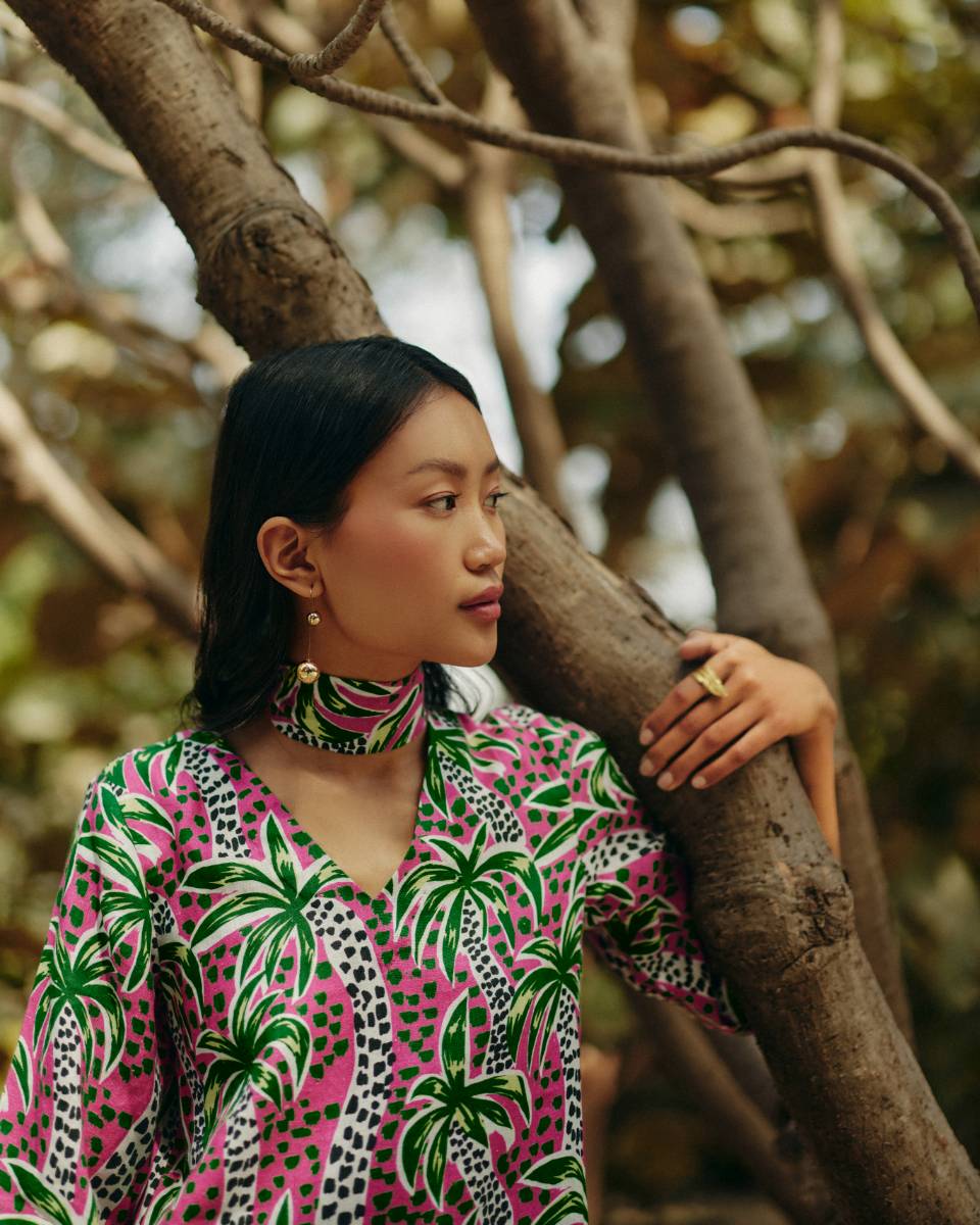 Palm Print Tunic Dress
