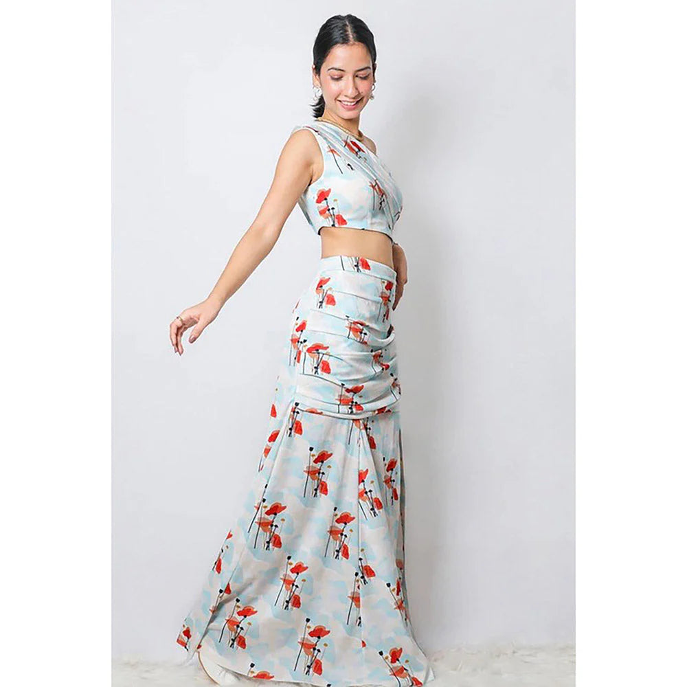 FUGA Painted Floret Ibiza Co-Ord Blue (Set of 2)