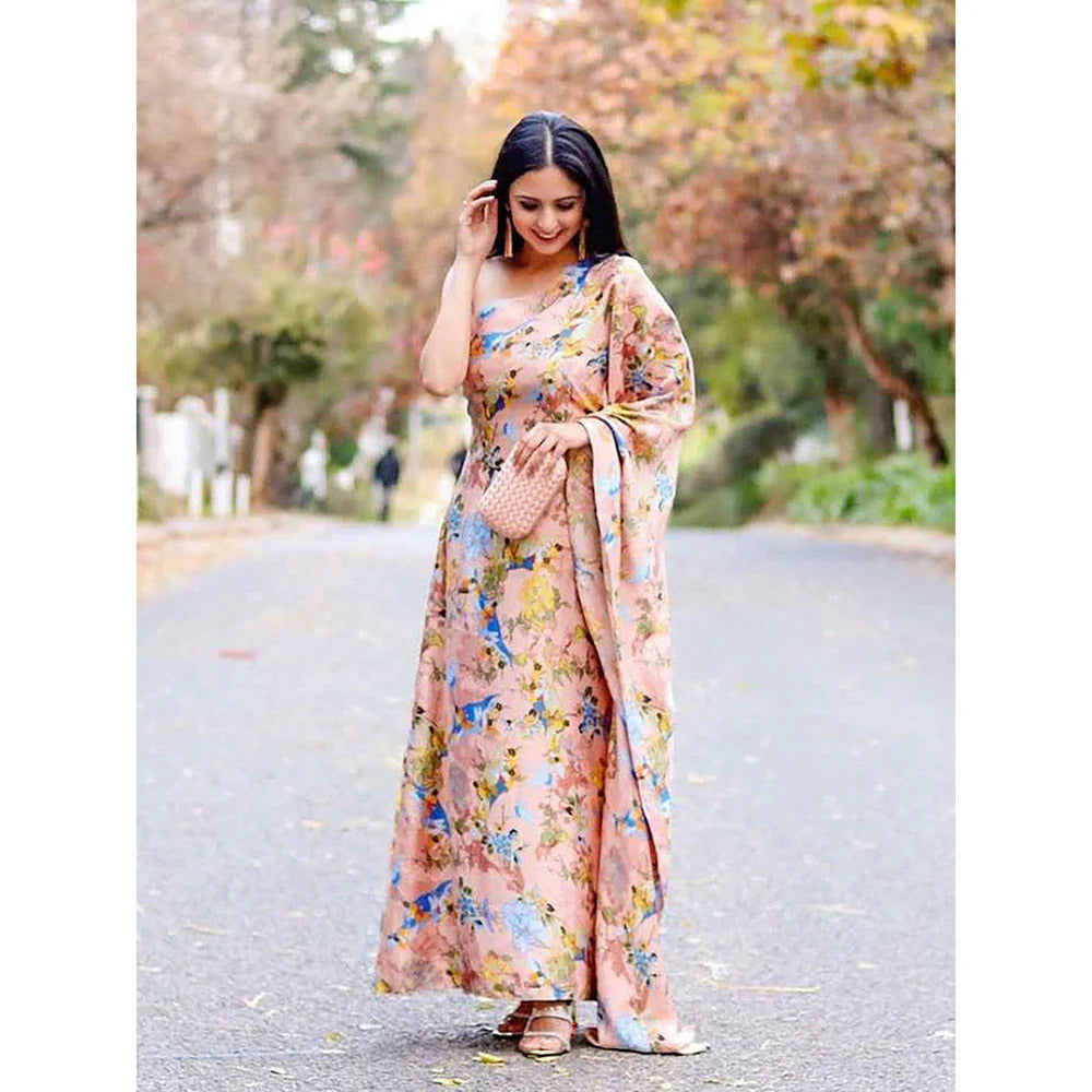 FUGA Peach Printed Kaftan Dress
