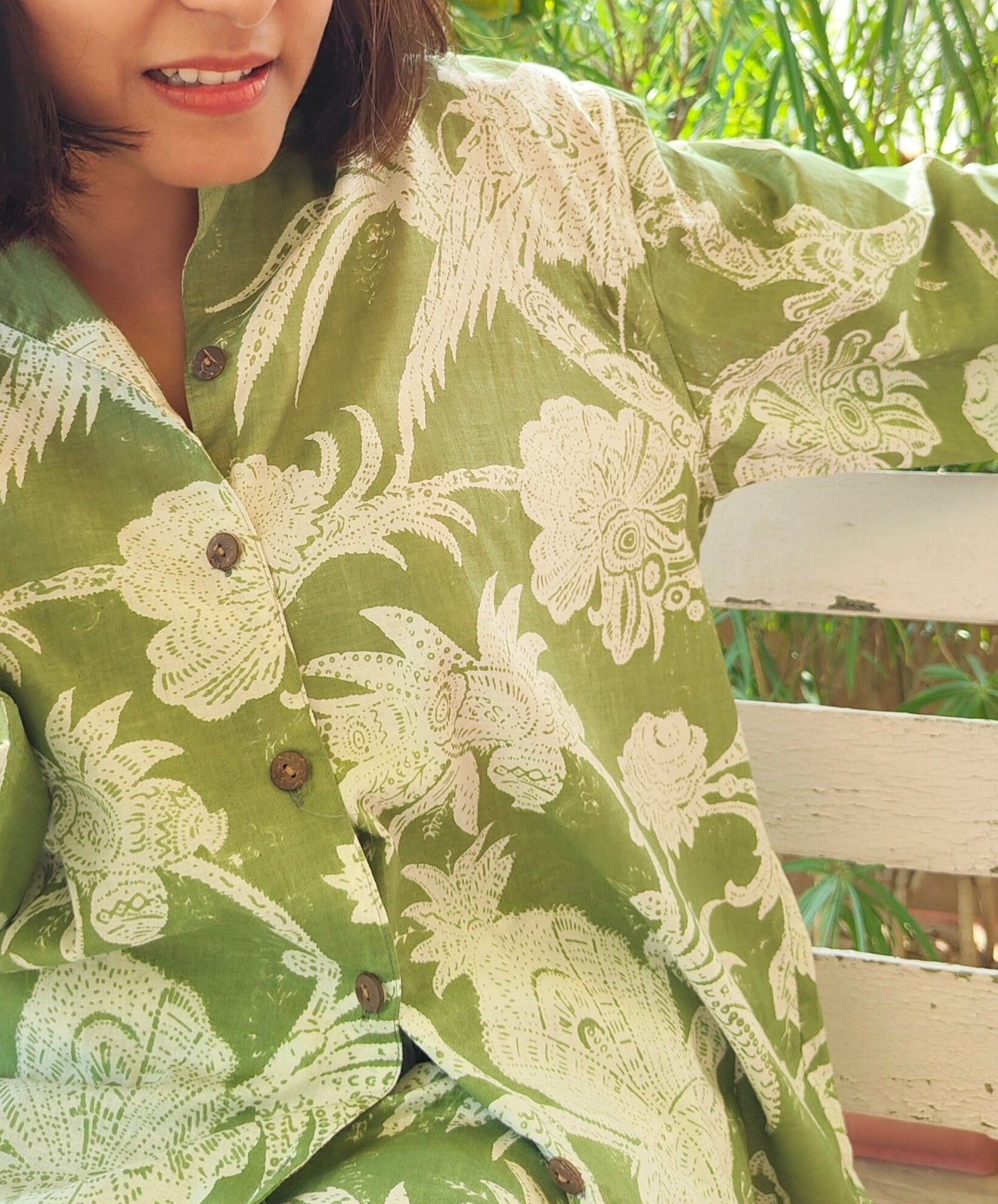 Peacock Garden Green Lounge Set (Set of 2)