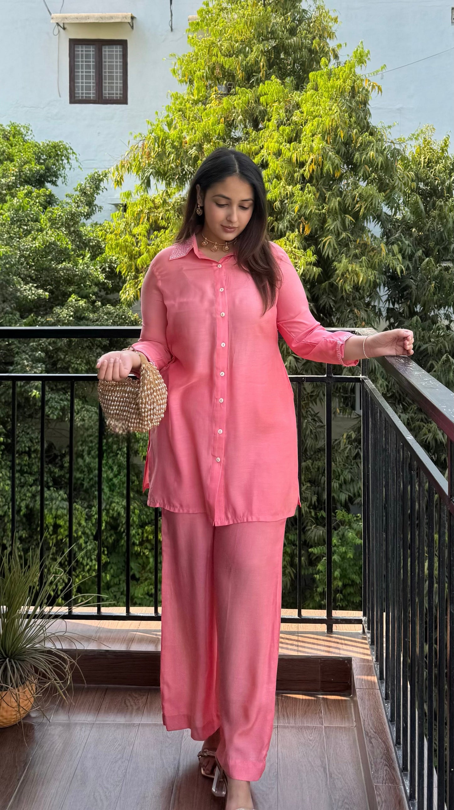 SHREYA SHARMA IN PINK SEQUIN COTTON CO-ORD SET