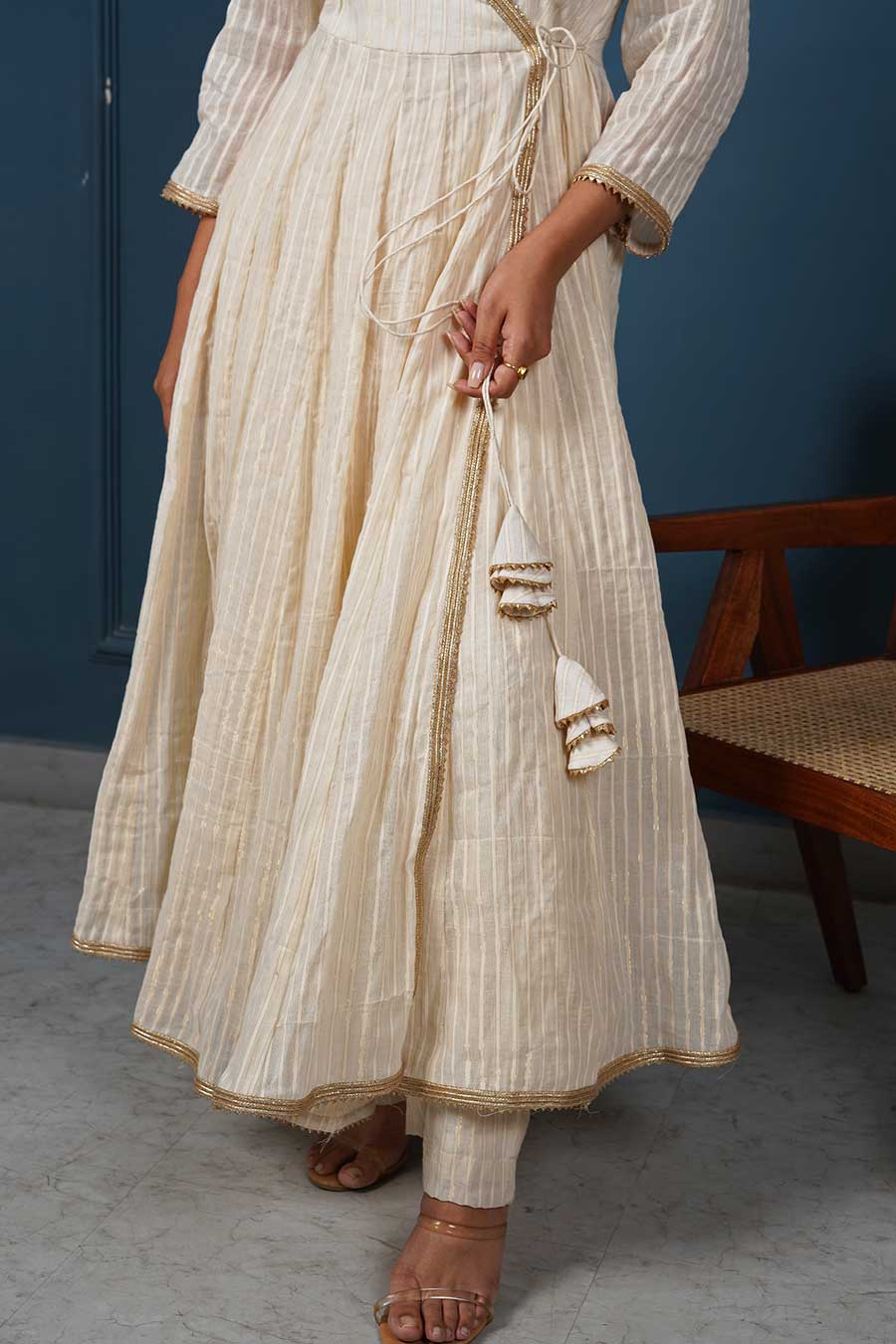 Off-White Svarn Angrakha & Pant Set