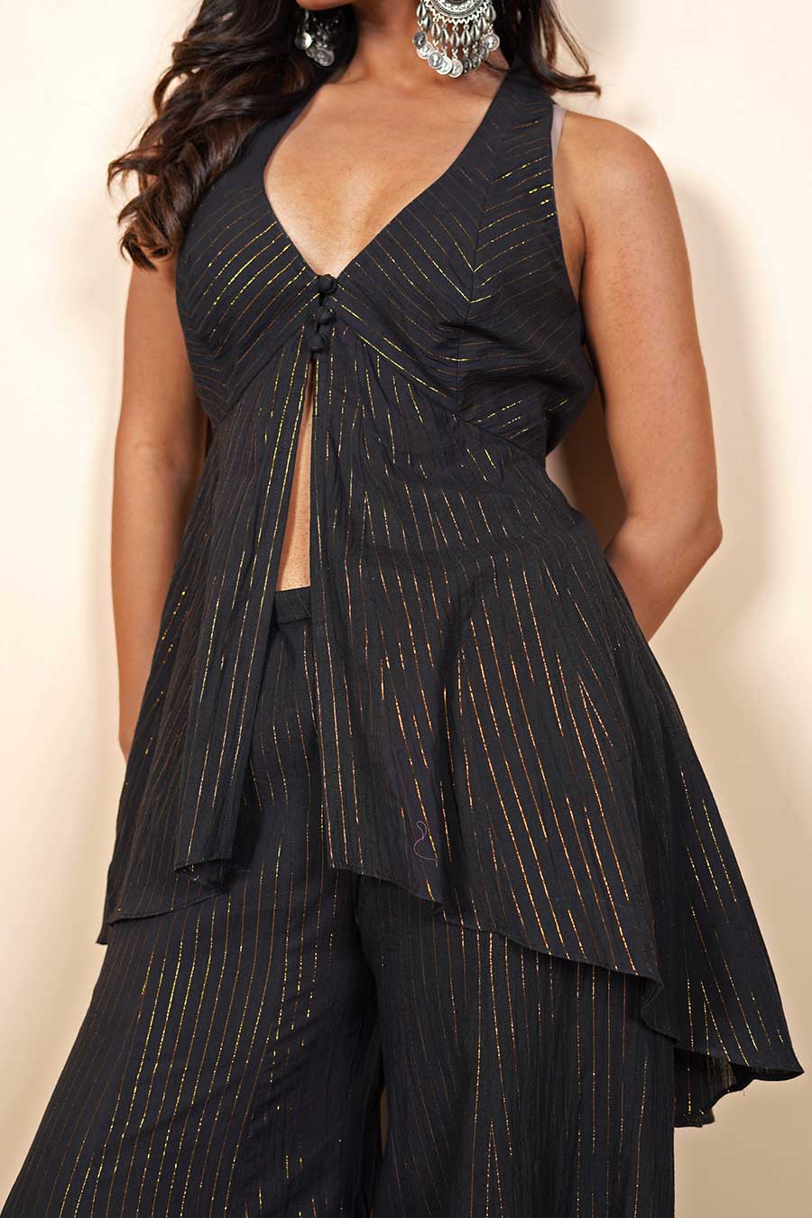 Raven Black Lurex High-Low Co-Ord Set