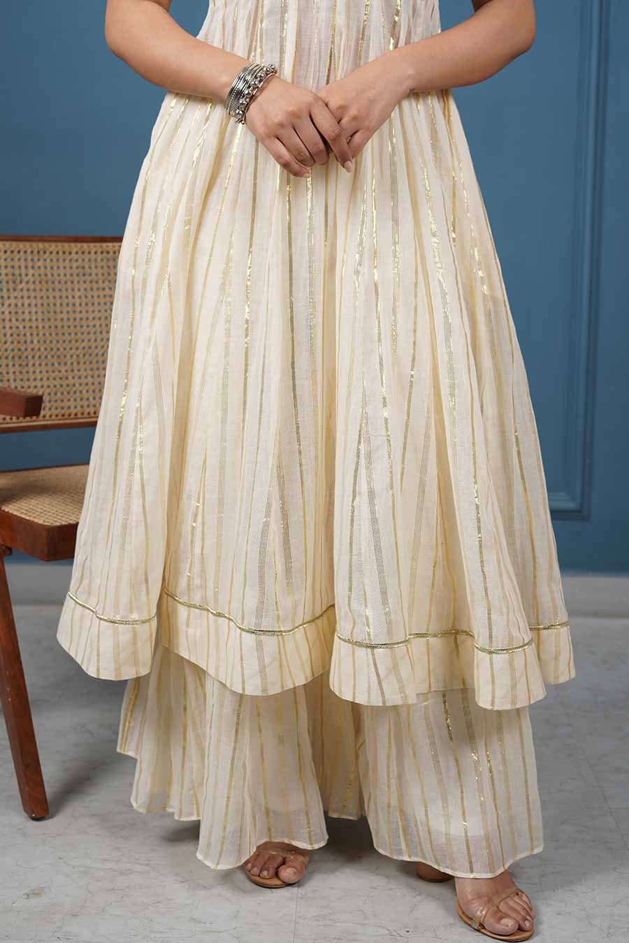 Off-White Orchid Flared Kurta & Pant Set