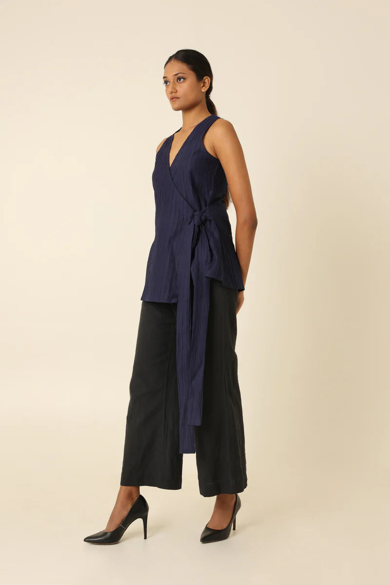 Mid-night Blues wrap-around top
