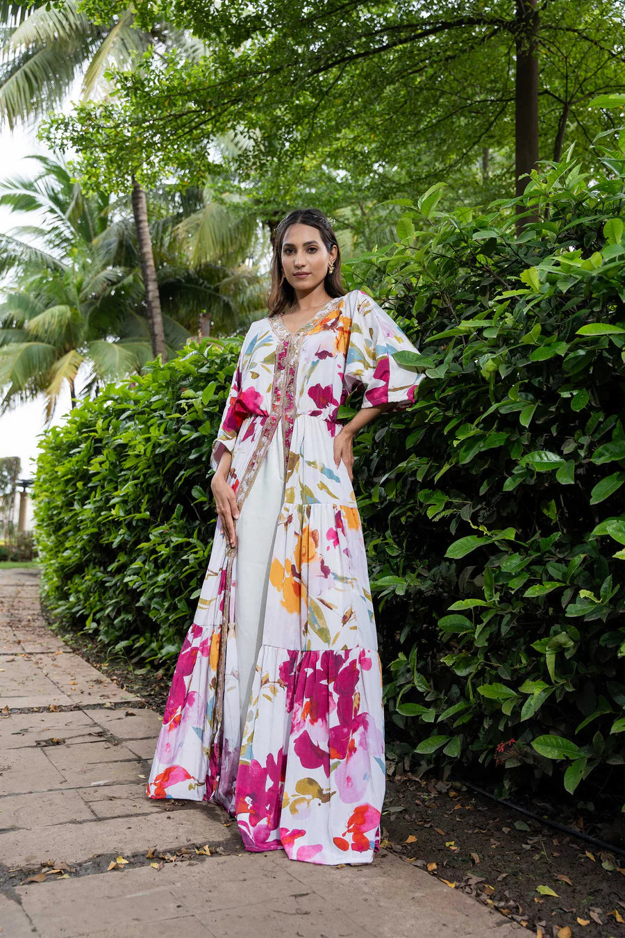 watercolor floral kaftan