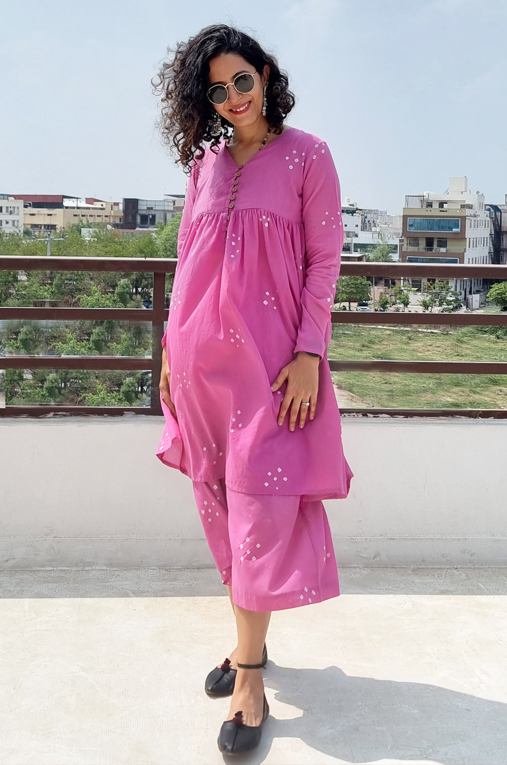 Purple Bandhani Suit Set