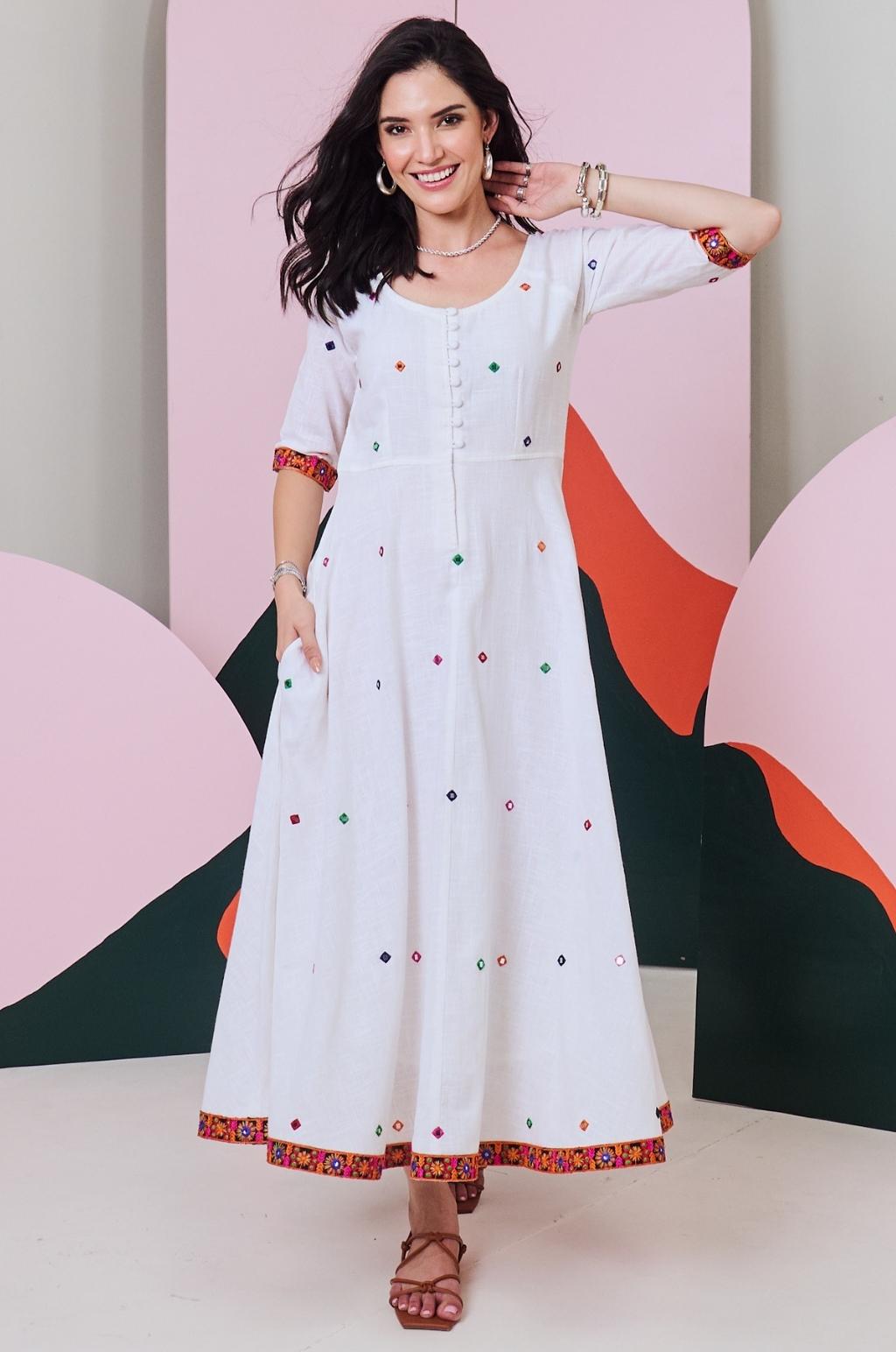 Rani Mirror Embroidered Maxi Dress – Zenastia