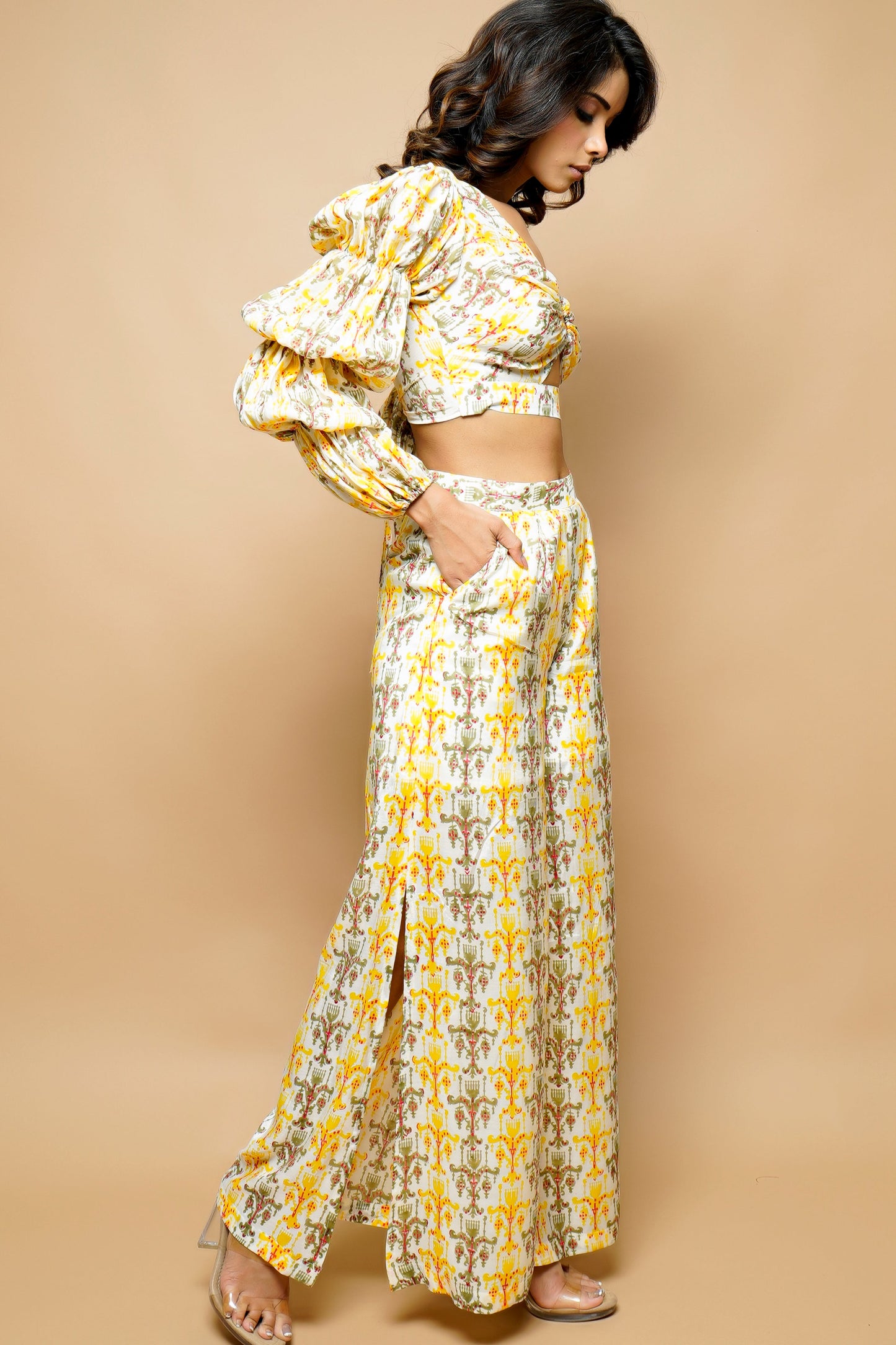 Yellow Block Printed Co-Ord