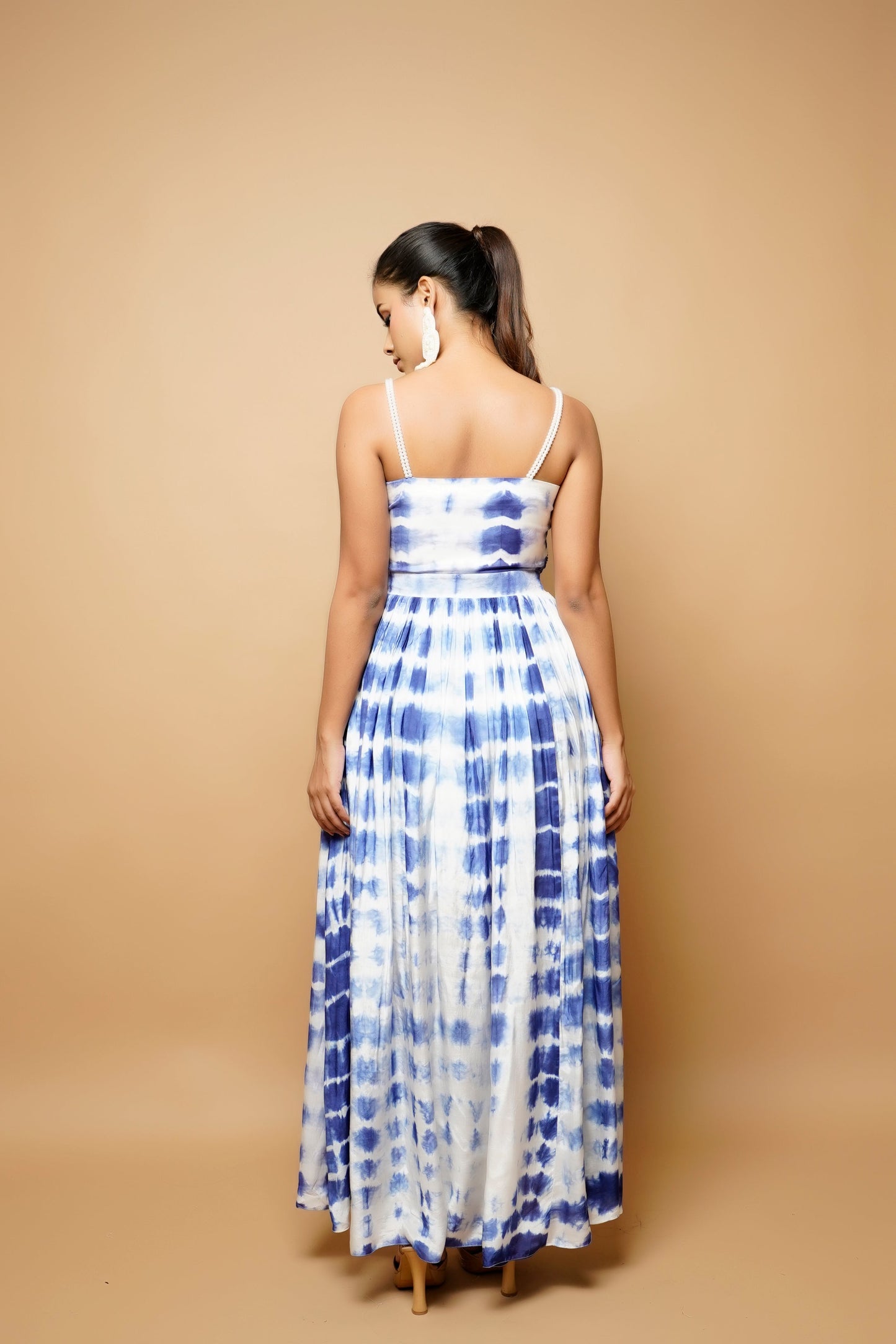 Tie-Dye Blue And White Resort Wear Dress