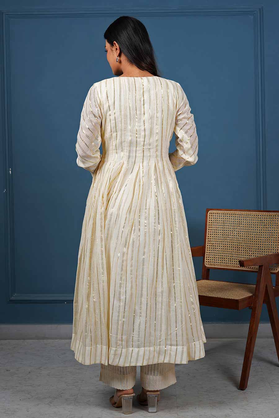 Off-White Tavi Pintuck Anarkali & Pant Set