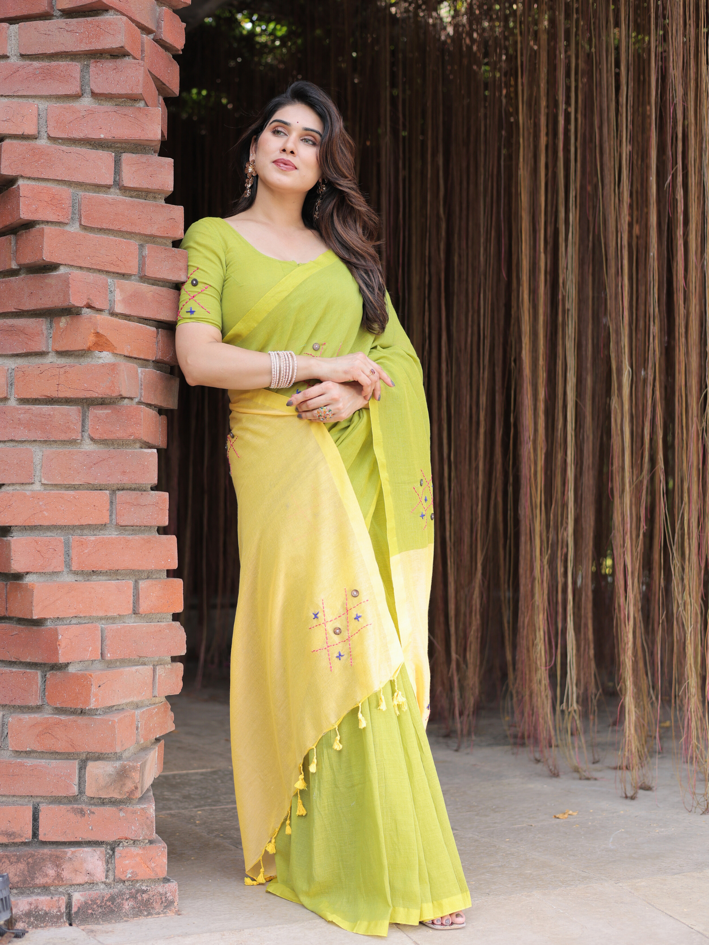 XOXO cotton embroidered saree with blouse