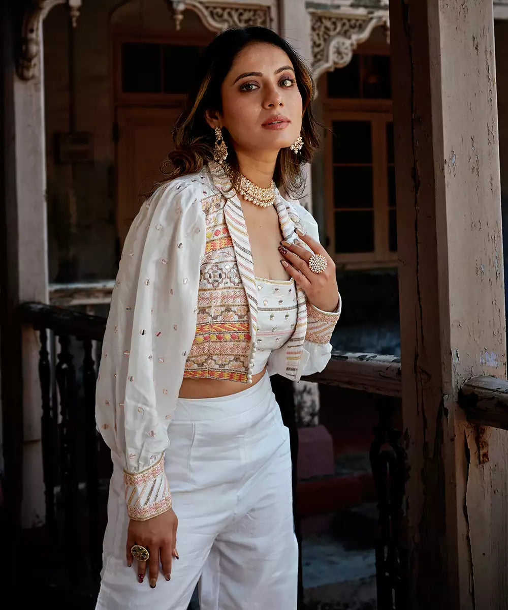 Leheriya White Layered Co Ord Set