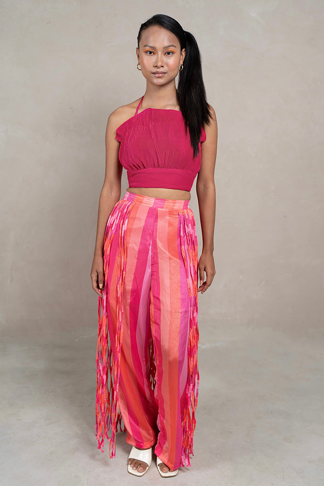 Pleated Top with Cord Pant