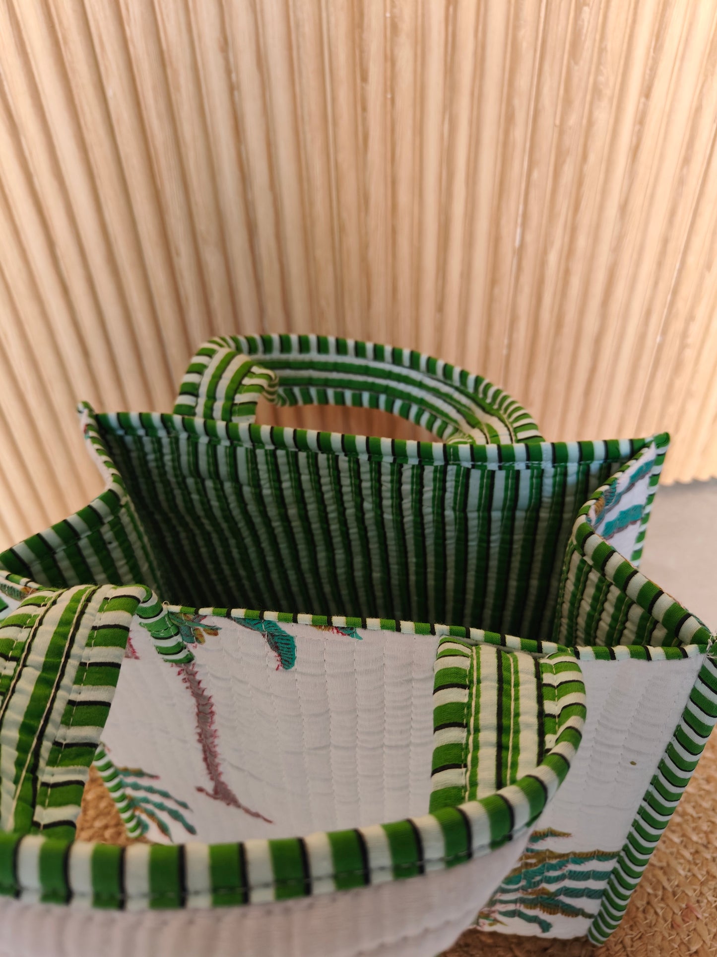 Green Palm Mini Handblock Tote