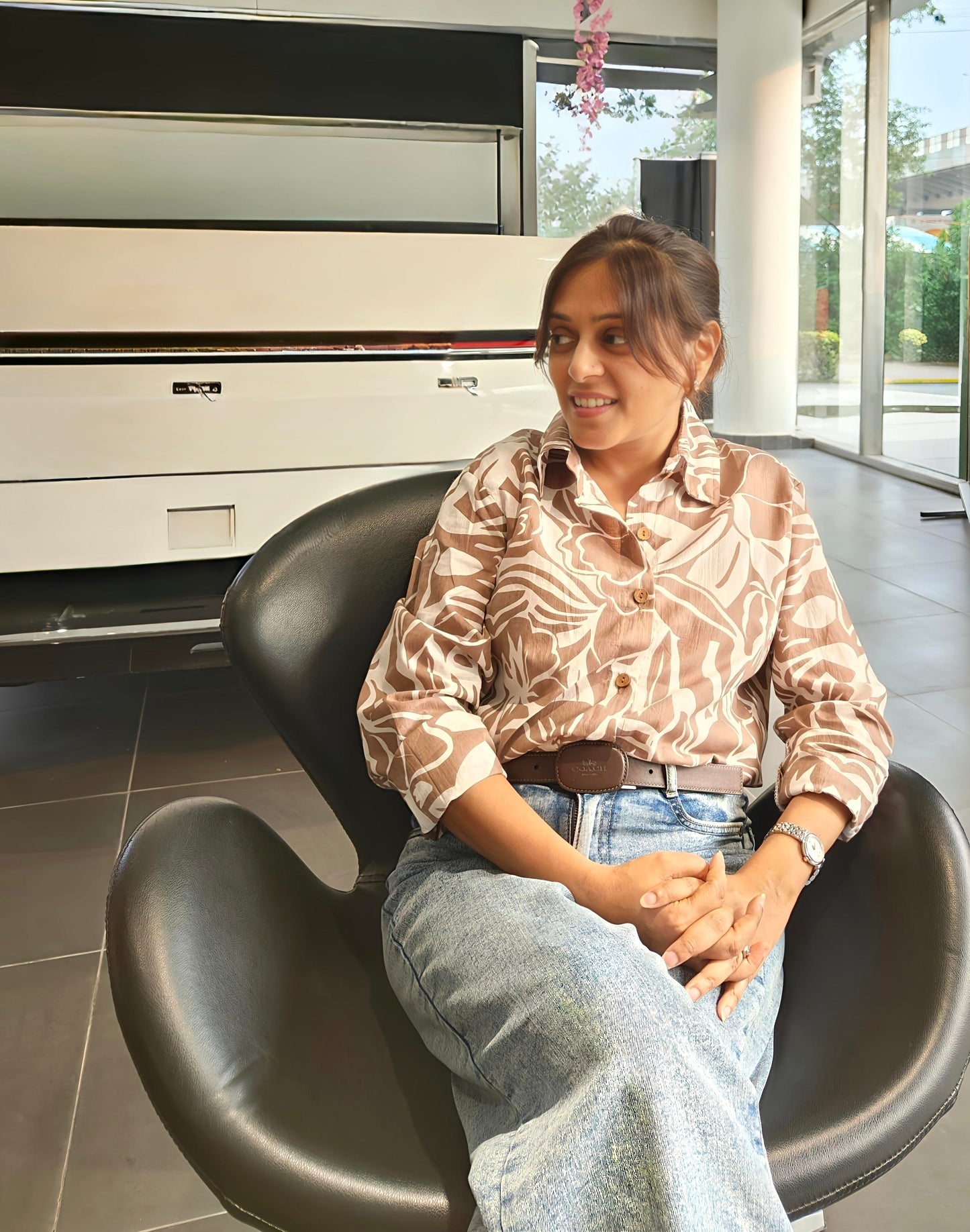 Sepia Floral Oversized Shirt