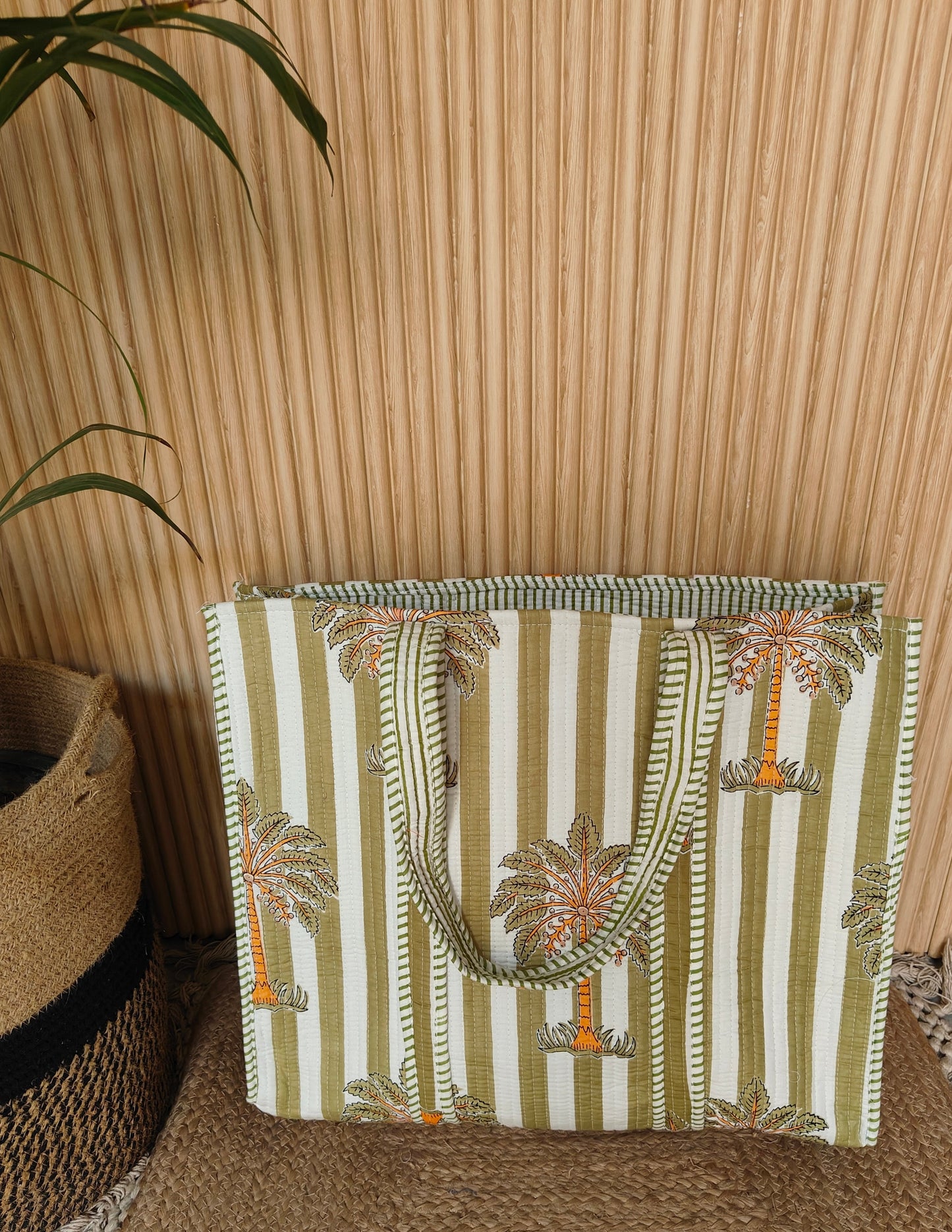 Stripe Palm Tote