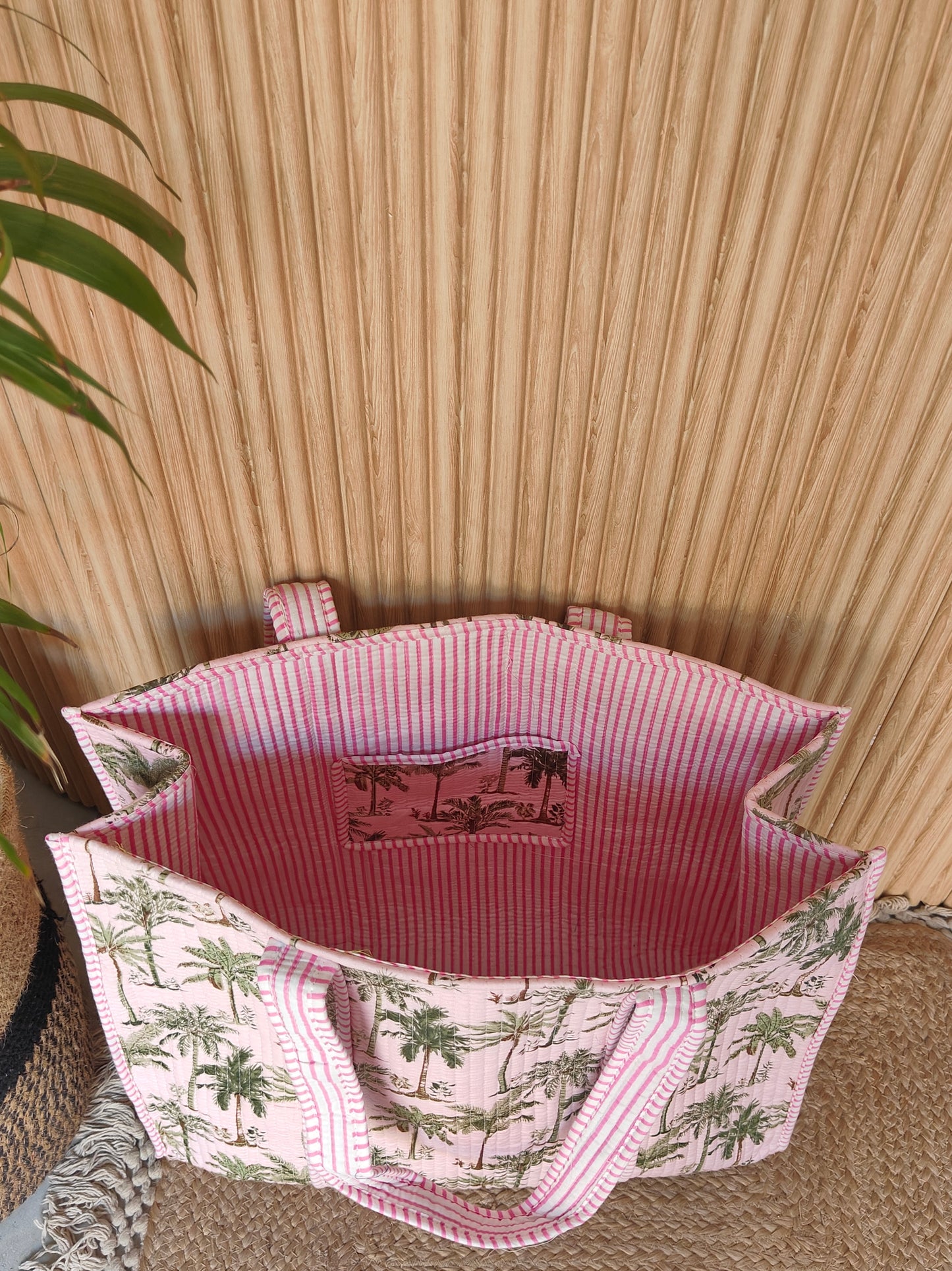 Peachy Pink Palm Tote