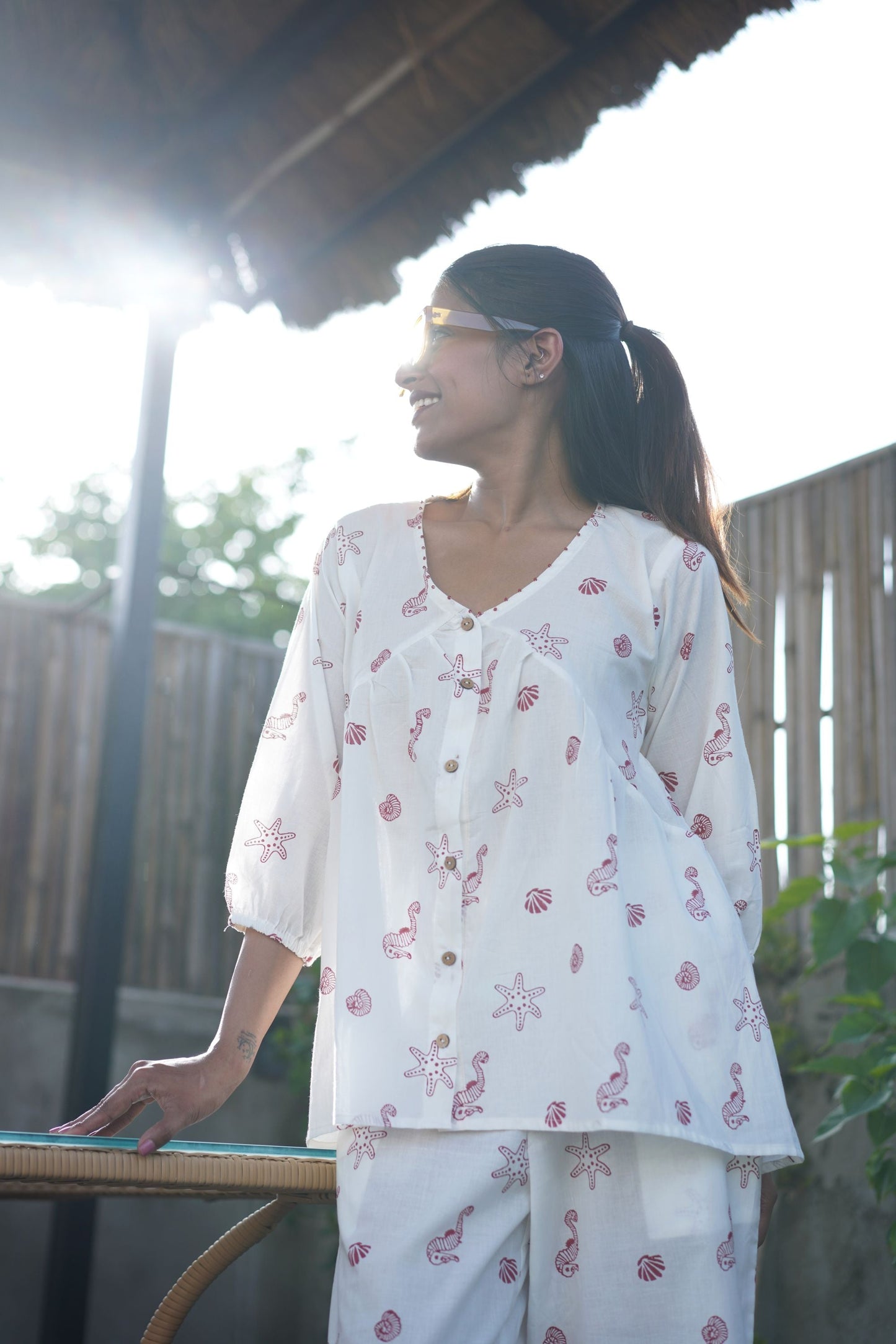 Sea Treasures Top -Crimson