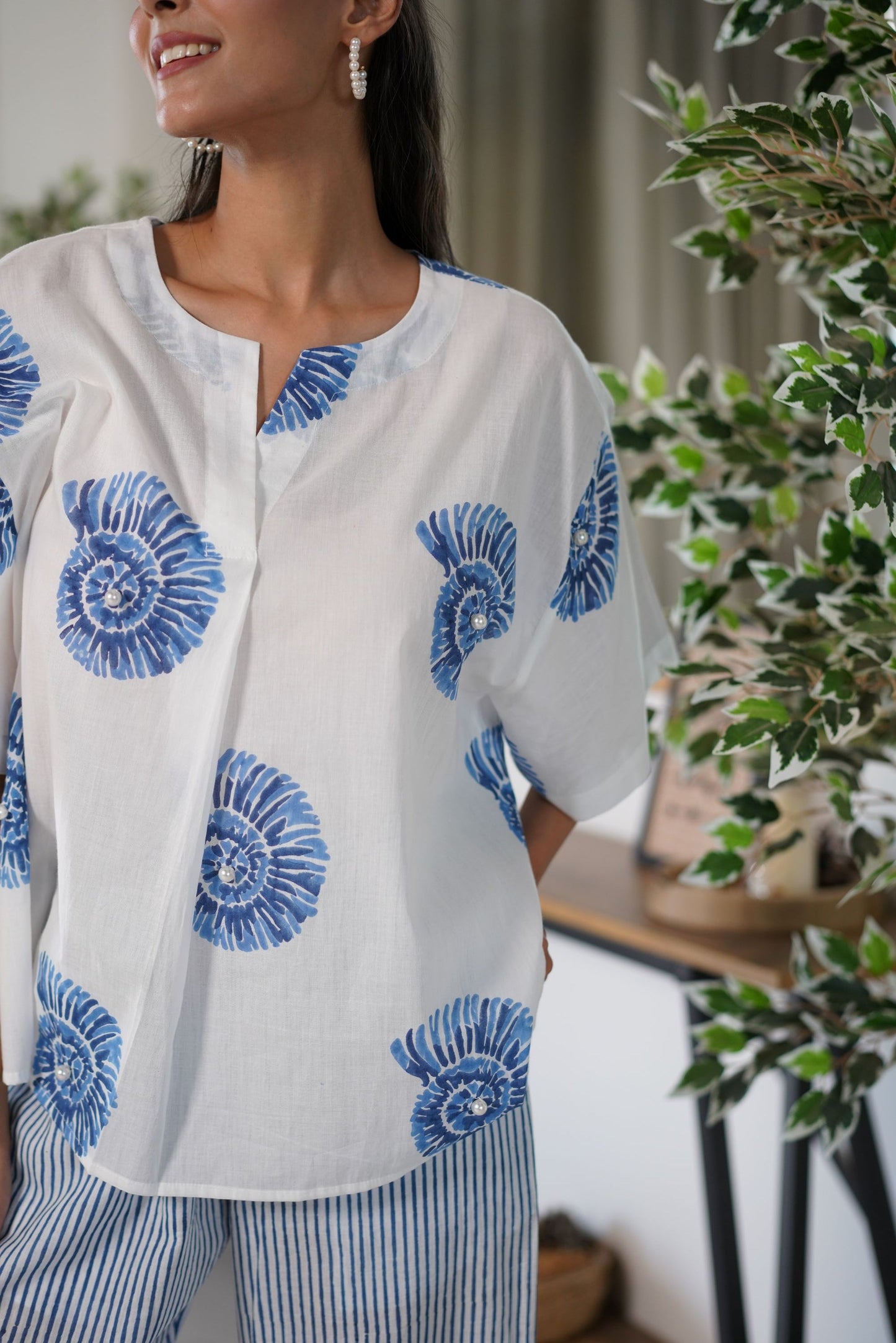 Sea Swirl One Size Top- Deep Blue