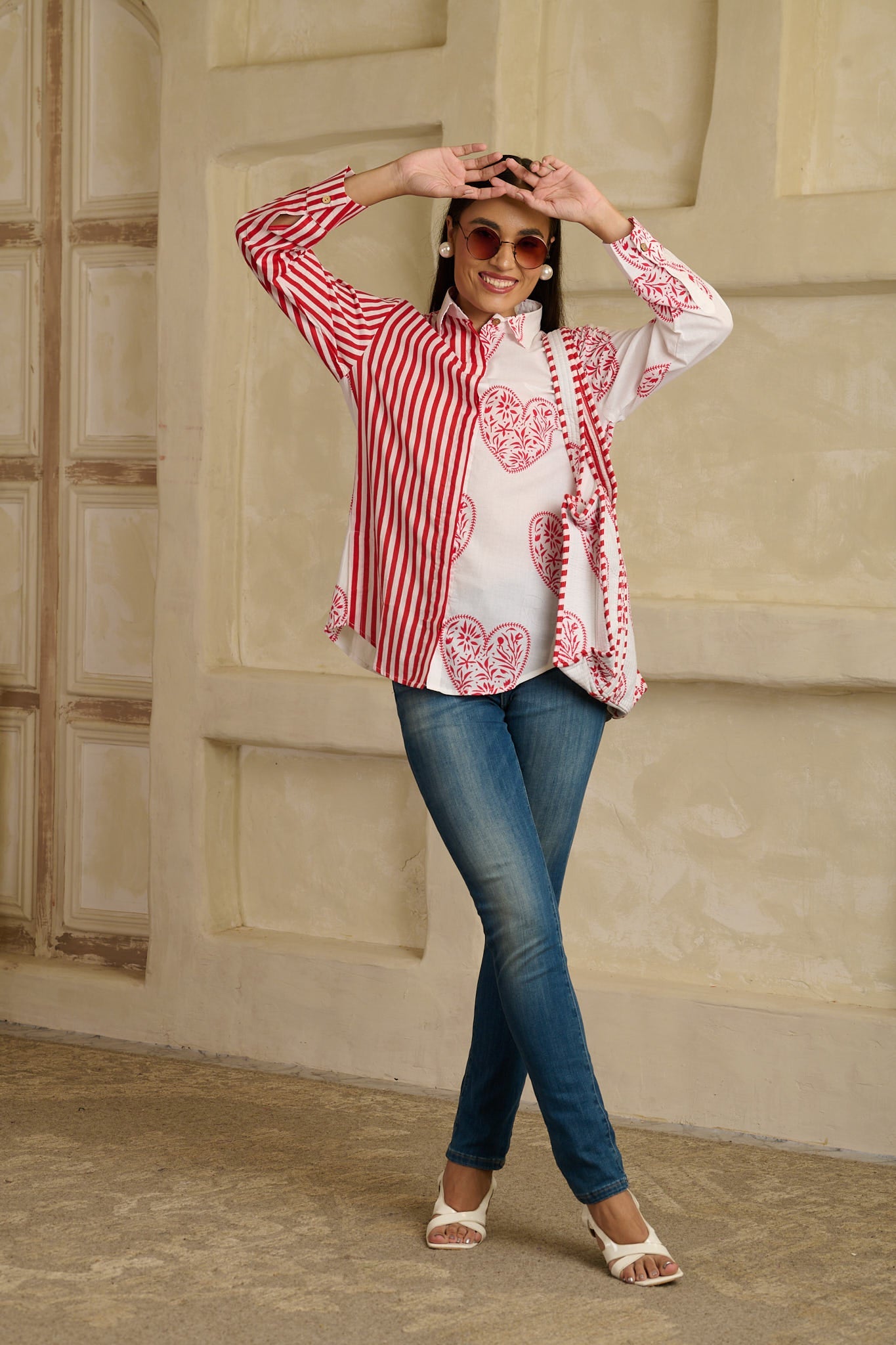 Red Hearts Half And Half Shirt