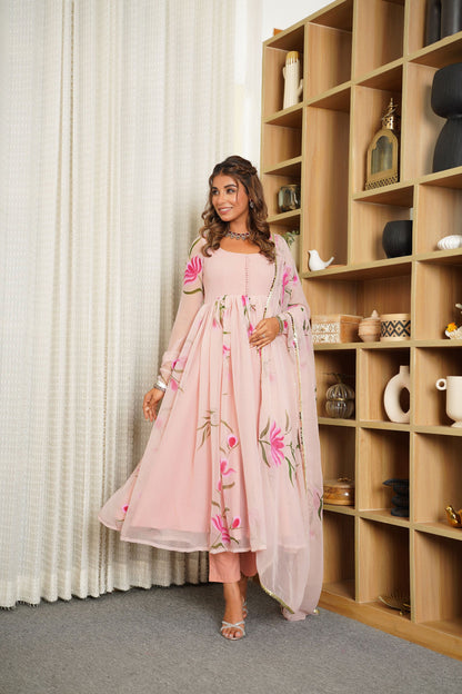 PEACHY BLUSH HANDPAINTED SUIT SET