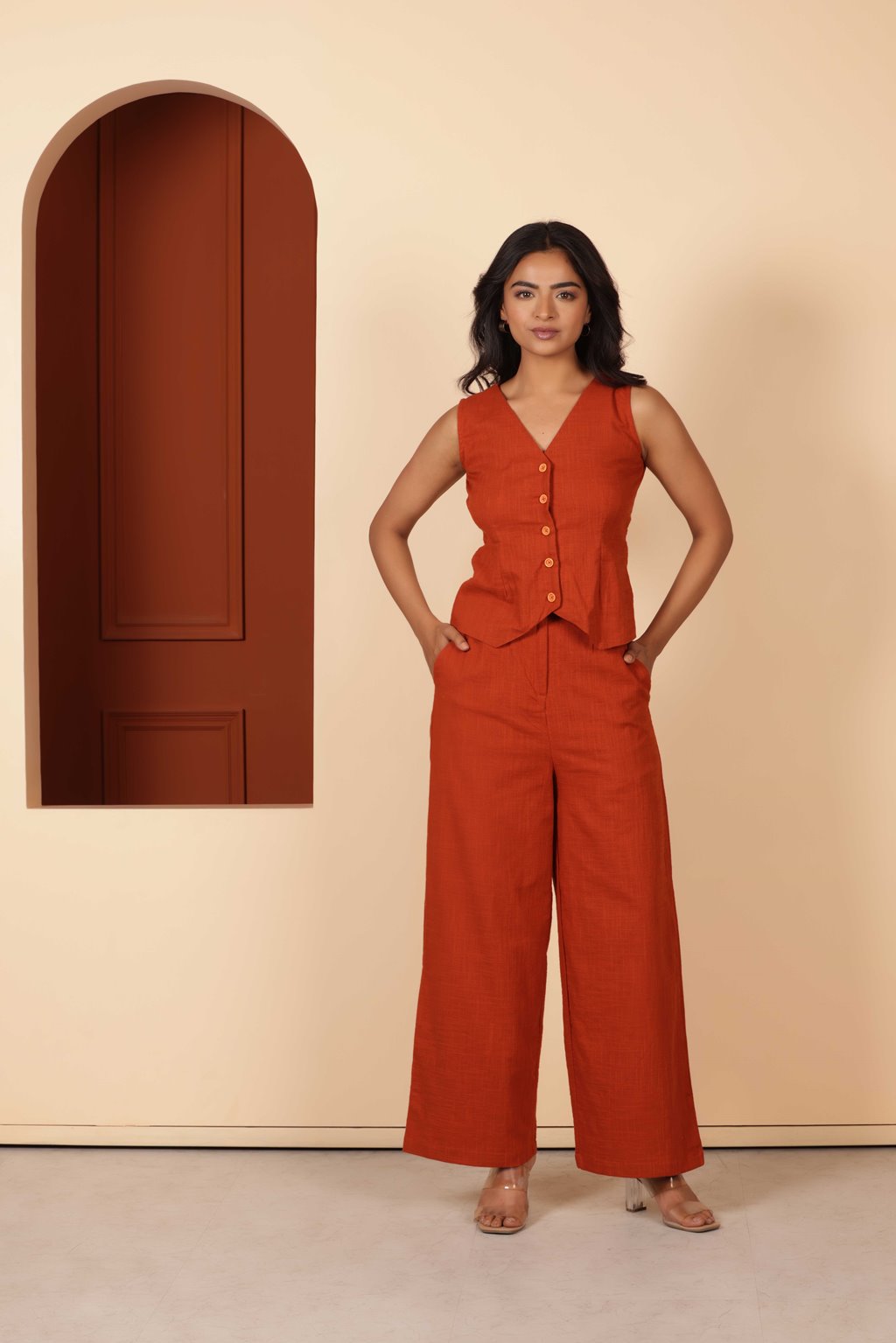 PUMPKIN LINEN COORD SET