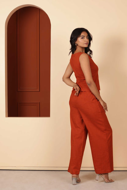 PUMPKIN LINEN COORD SET