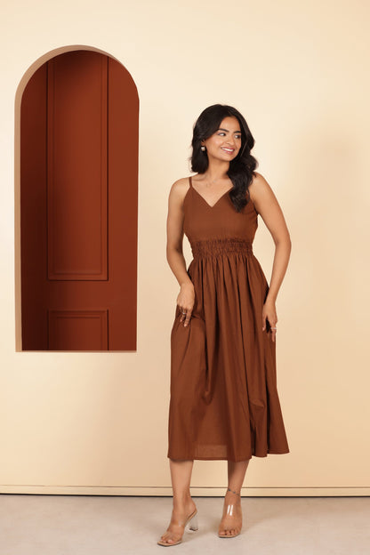 COCO BROWN COTTON DRESS