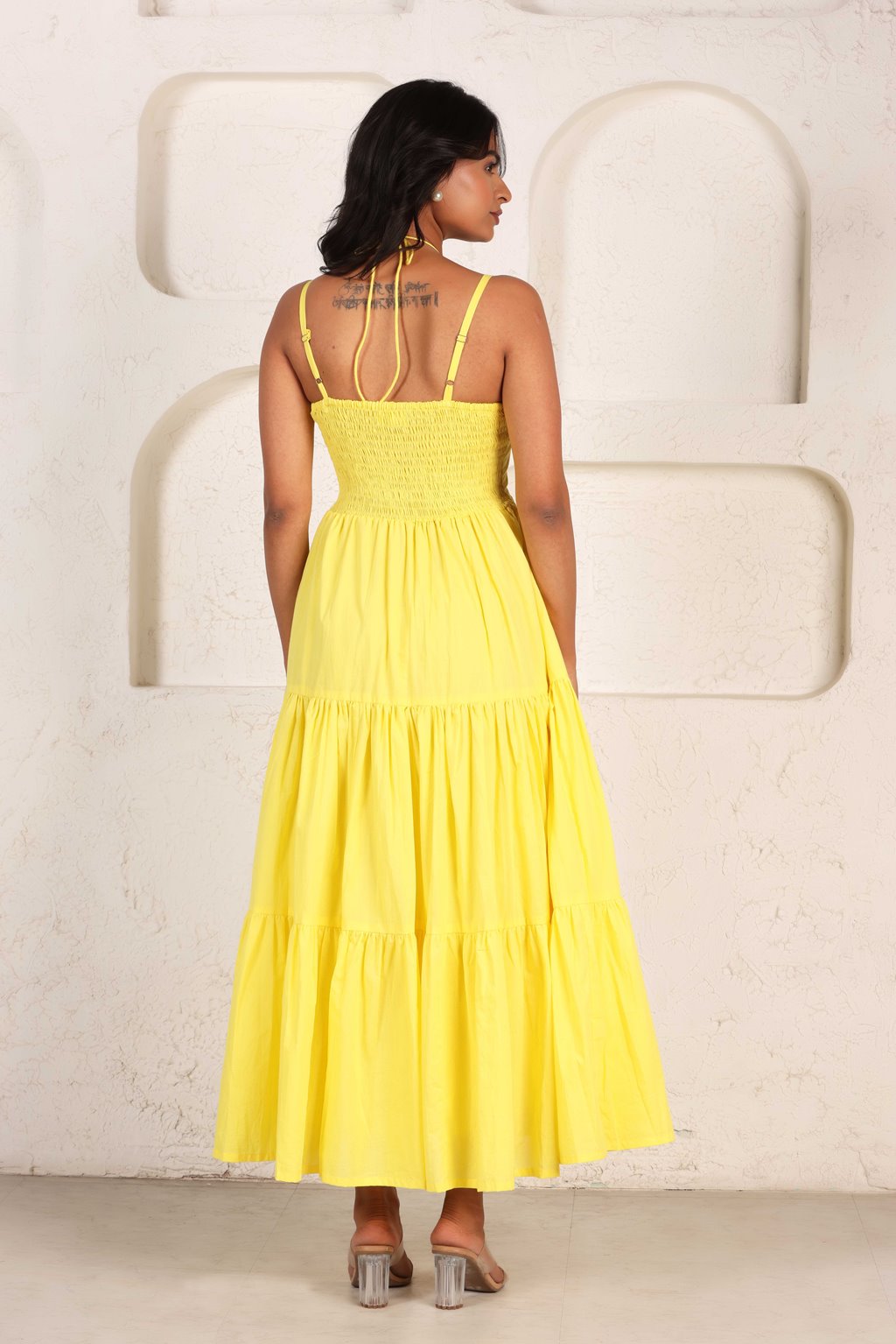 LIME YELLOW TIERED DRESS