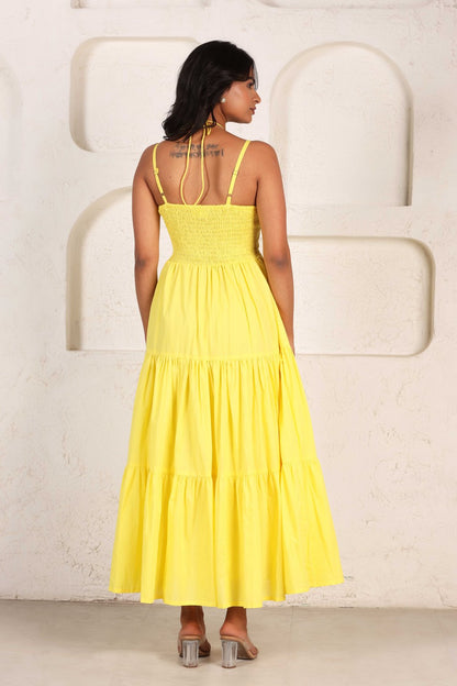 LIME YELLOW TIERED DRESS