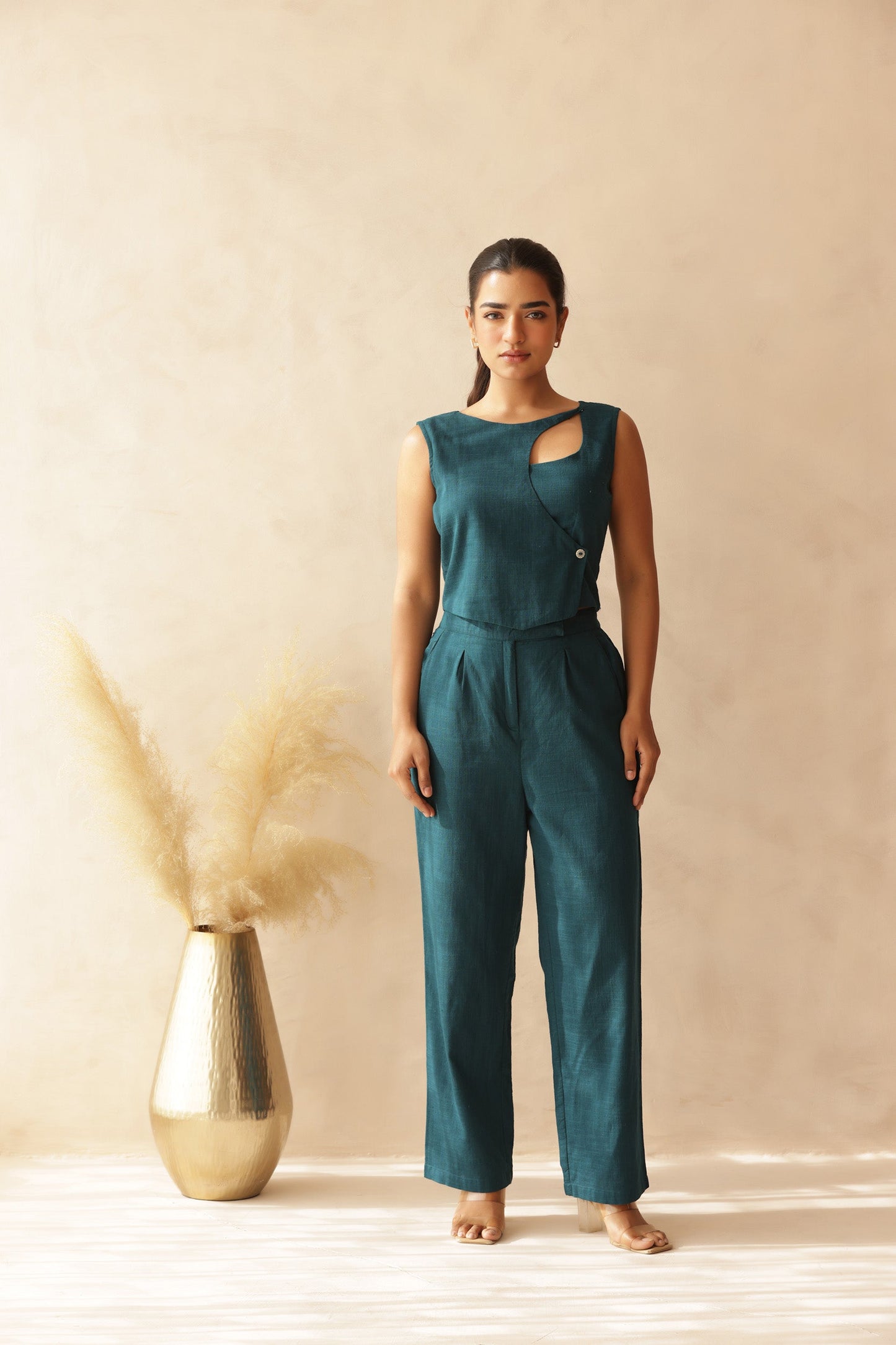 MIDNIGHT GREEN LINEN COORD SET