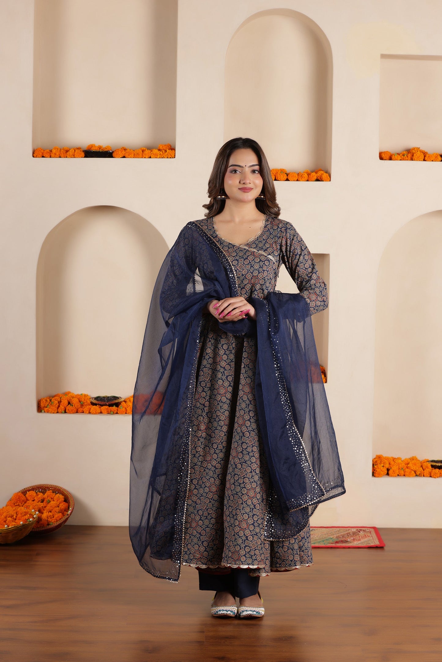 TARA PRINTED COTTON ANGRAKHA SUIT SET