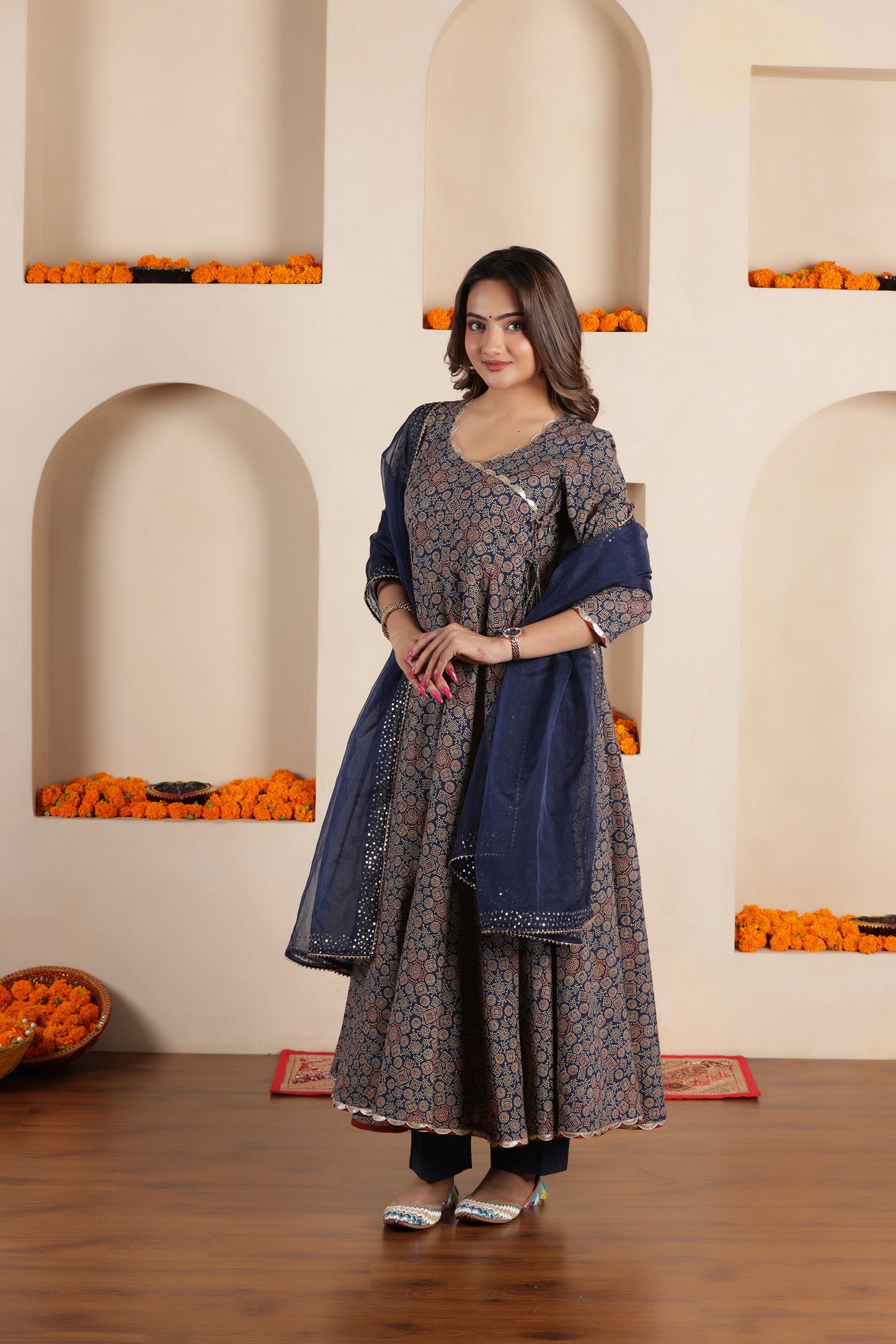 TARA PRINTED COTTON ANGRAKHA SUIT SET