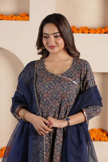 TARA PRINTED COTTON ANGRAKHA SUIT SET